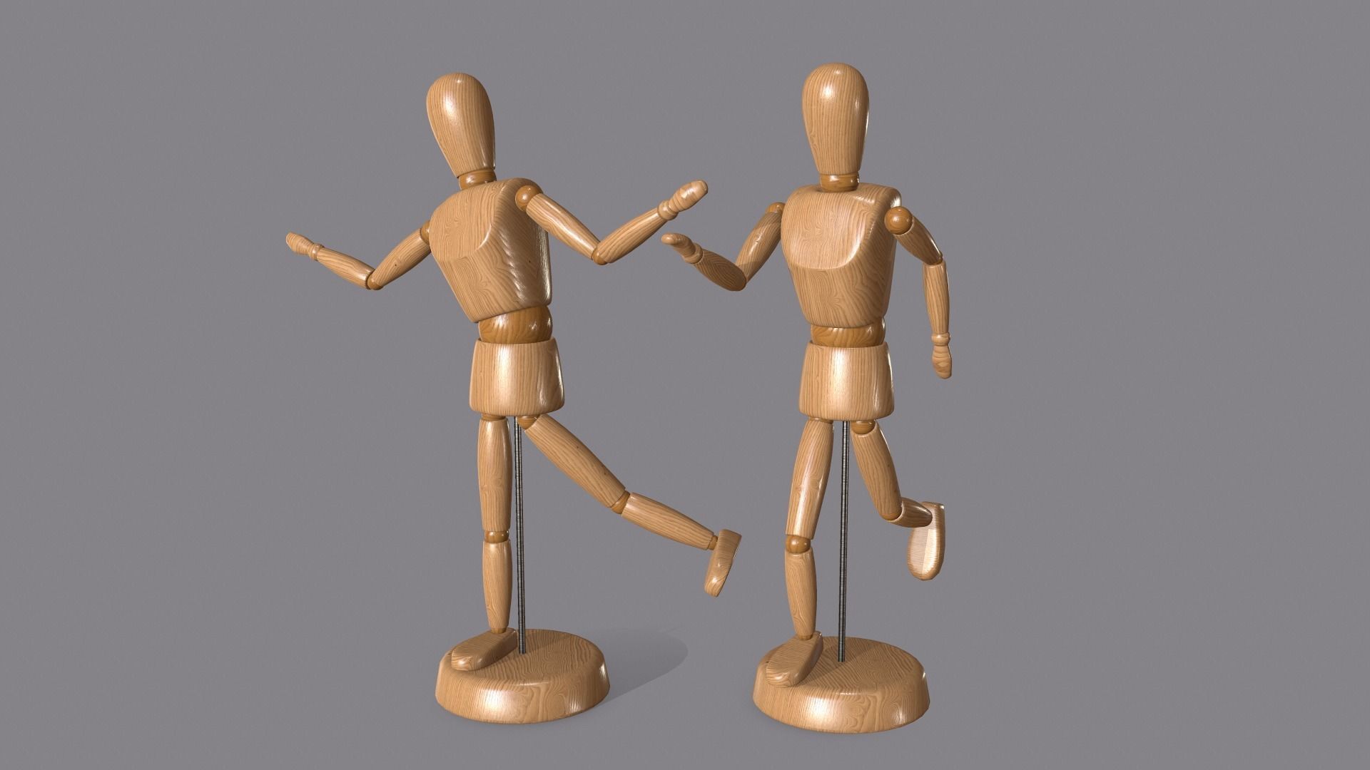 Wooden Dummy Low-poly 3D model_6