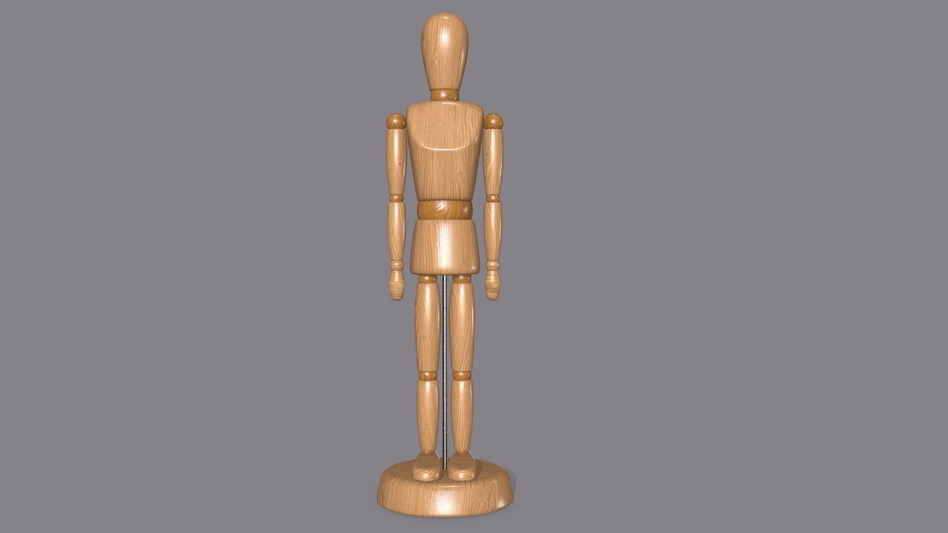 Wooden Dummy Low-poly 3D model_2