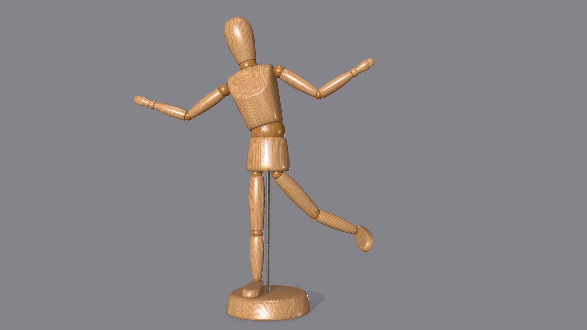 Wooden Dummy Low-poly 3D model_3