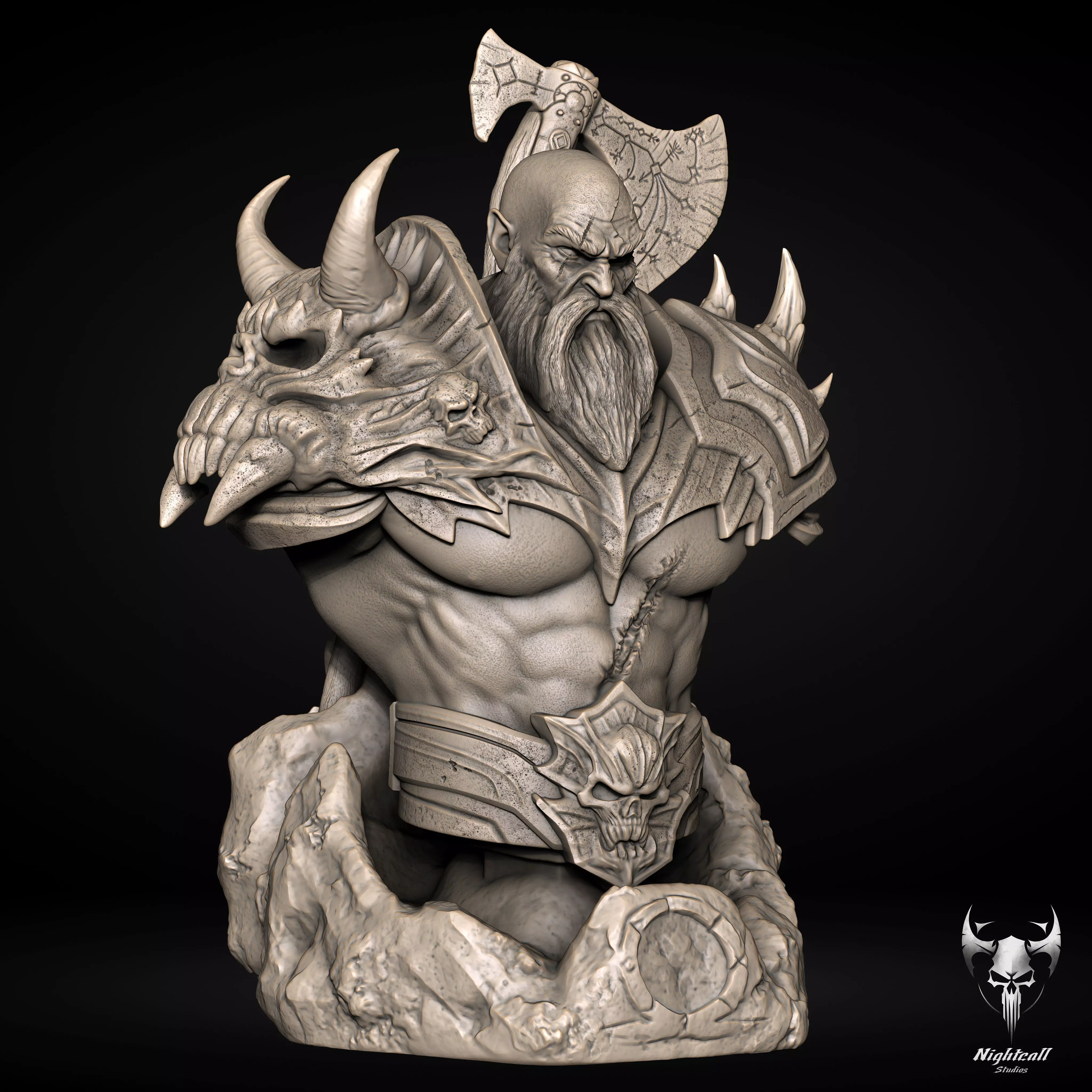Kratos Bust - God Of War Ragnarok Fan Art 3D Print Model 3D print model_2