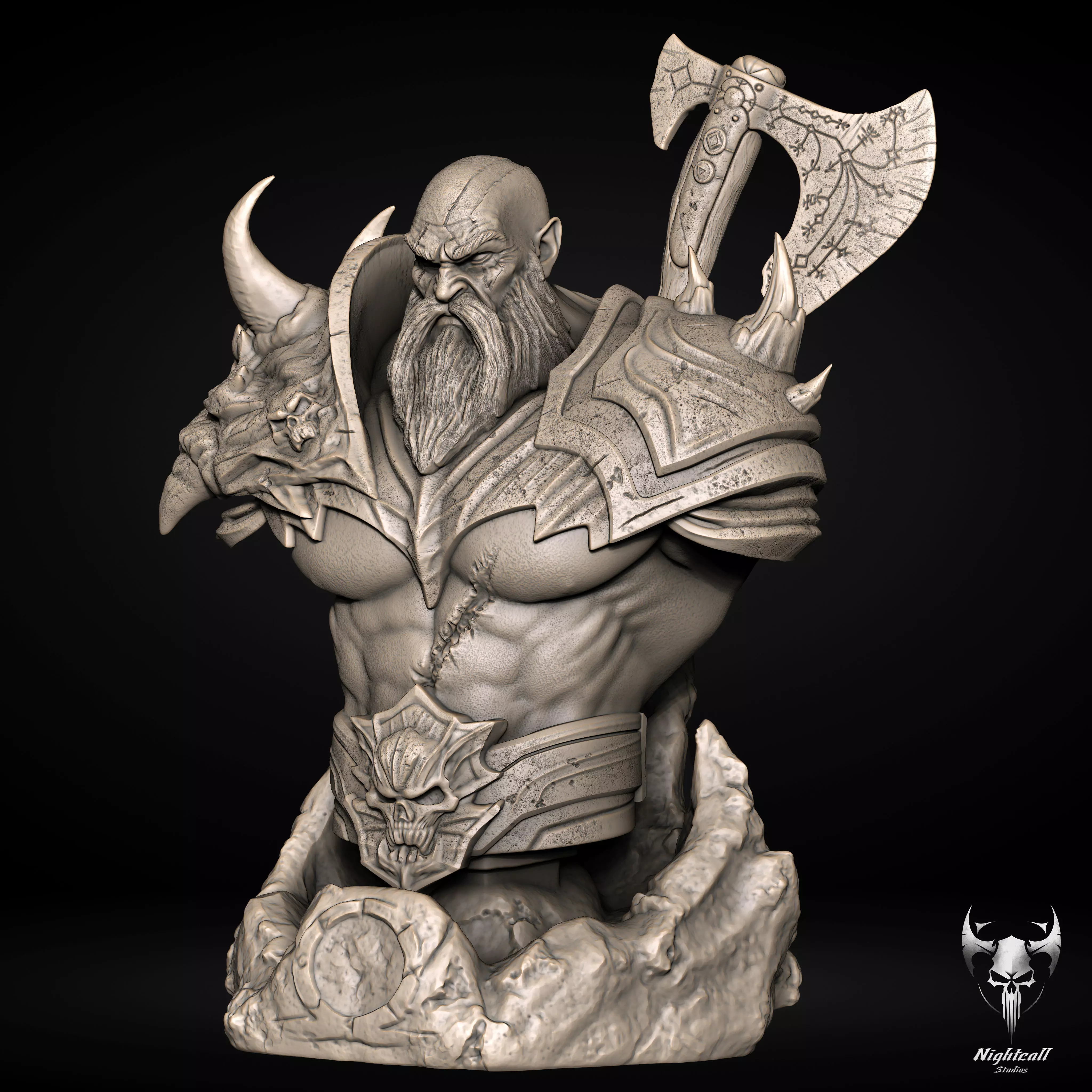 Kratos Bust - God Of War Ragnarok Fan Art 3D Print Model 3D print model_1