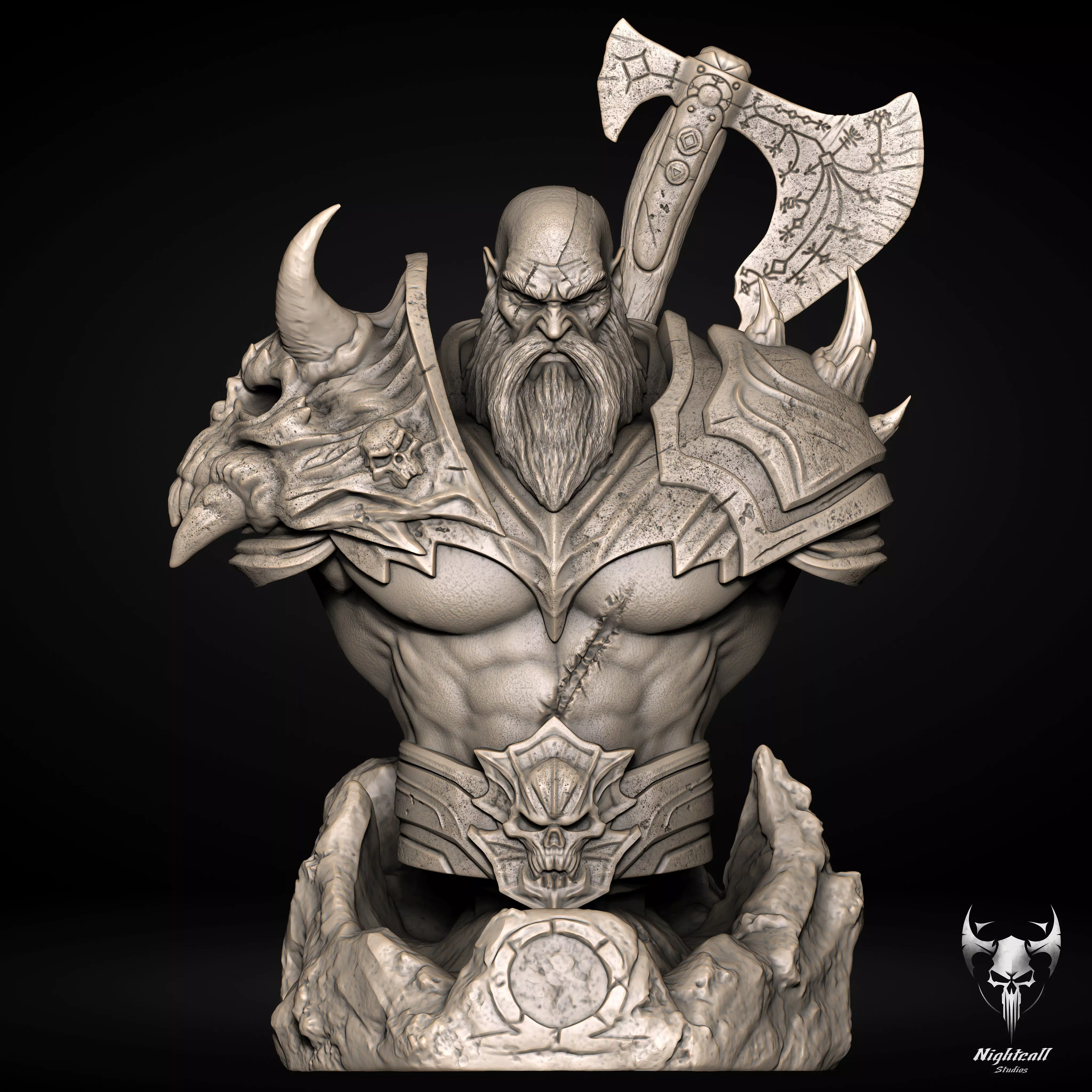 Kratos Bust - God Of War Ragnarok Fan Art 3D Print Model 3D print model_0