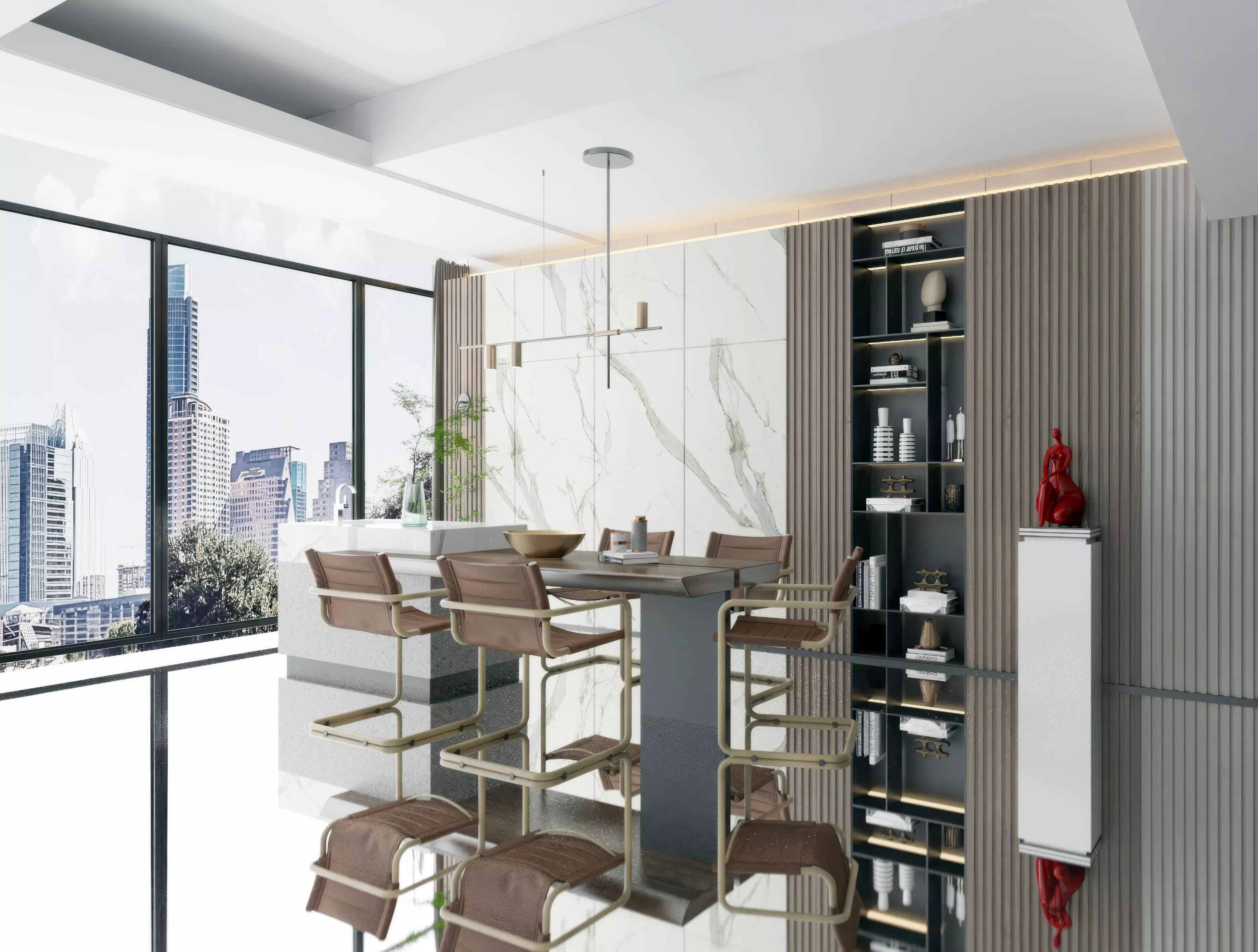 dining table style chair Modern 3D model_0