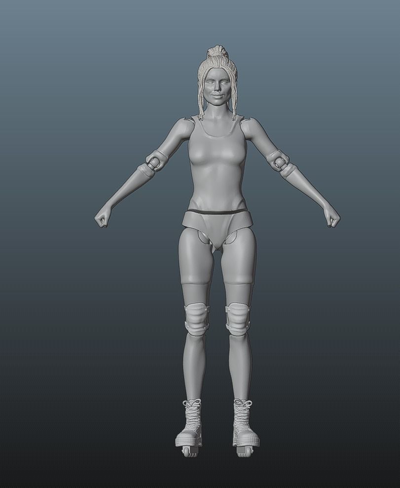 Barbie Doll - Articulated Toy Roller skates version 3D print model_4