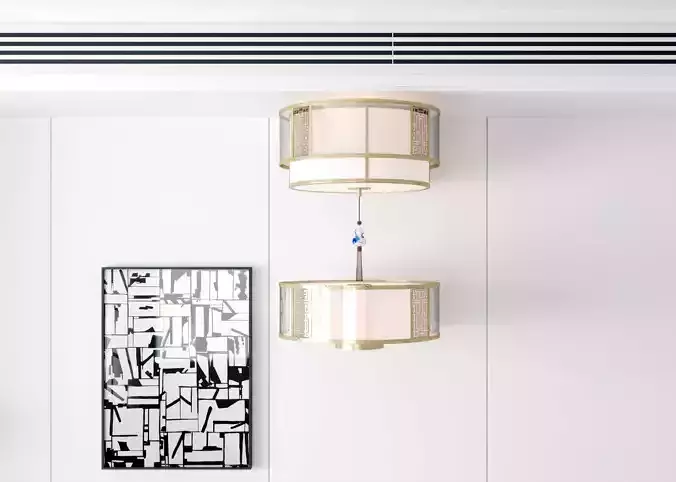 ceiling Chinese lamp style metal 3D model