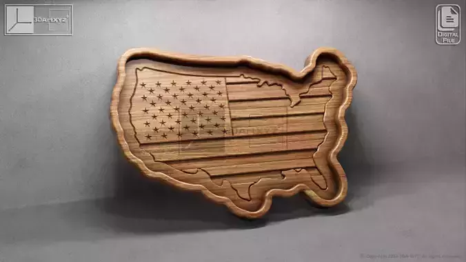 US Map Tray - CNC Files for Wood 3D model