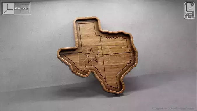 Texas Map Tray - CNC Files for Wood 3D model