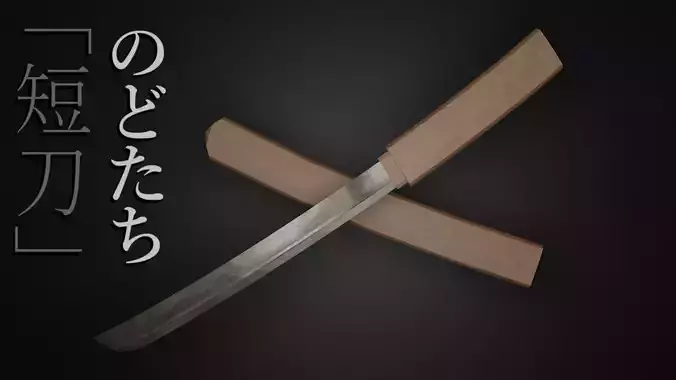 Tanto Nodotachi Japanese Short Katana Low-Poly