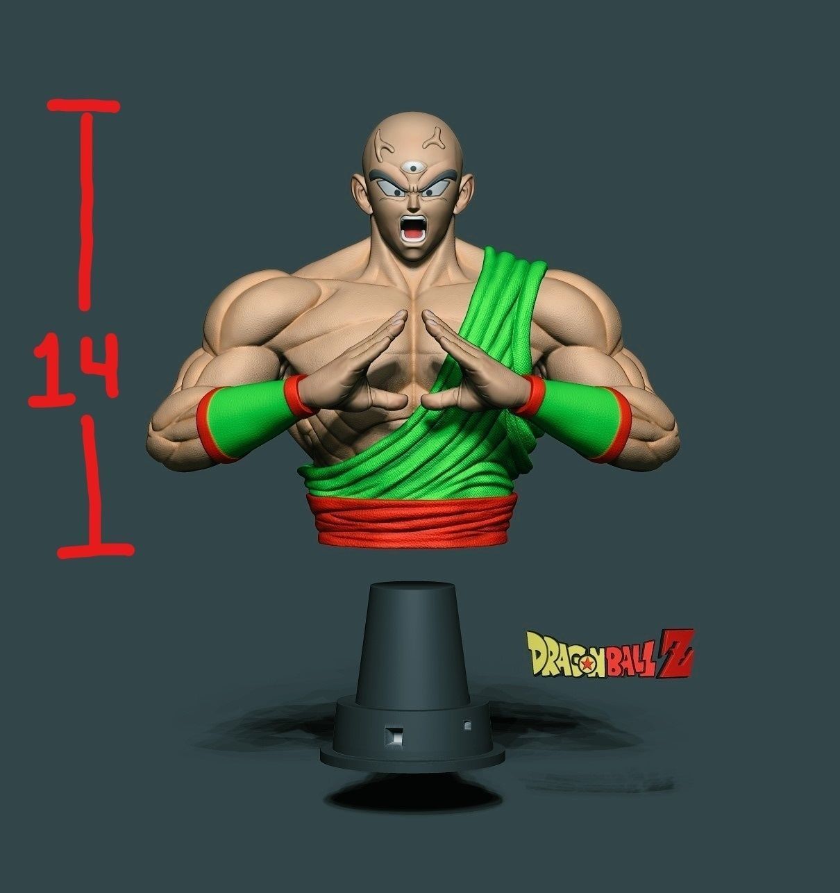 ten shin han bust 3D print model_4