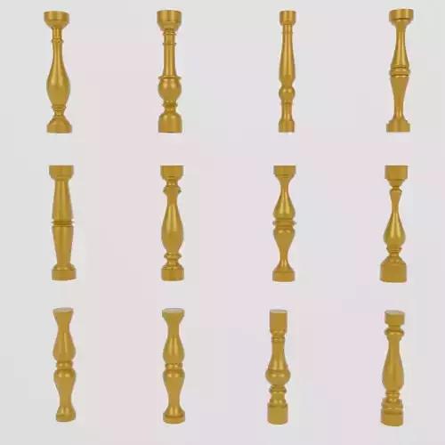 A set of balusters for interior and exterior design 3D model 3D model