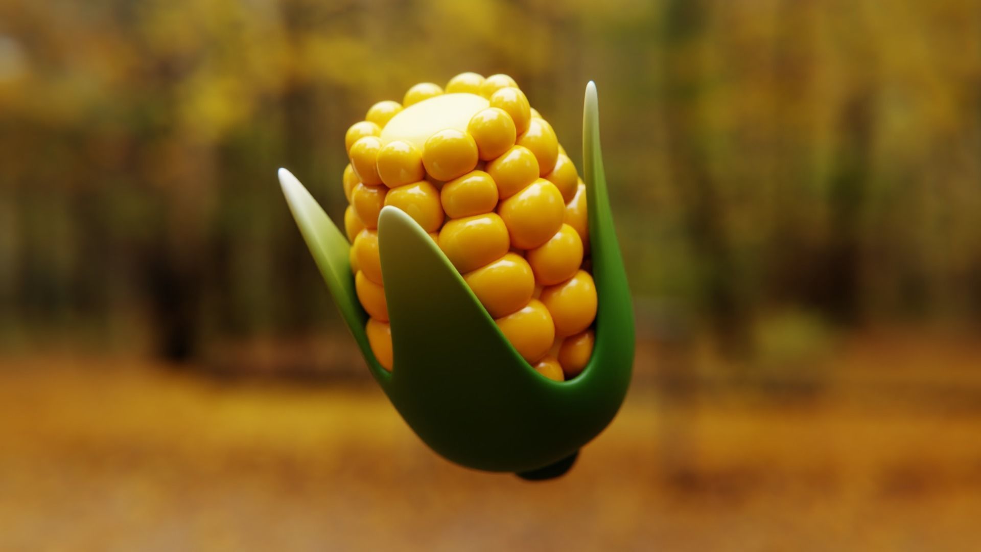 Stylized Corn 3D Model - Cartoon Farm Vegetable Asset 3D model_3