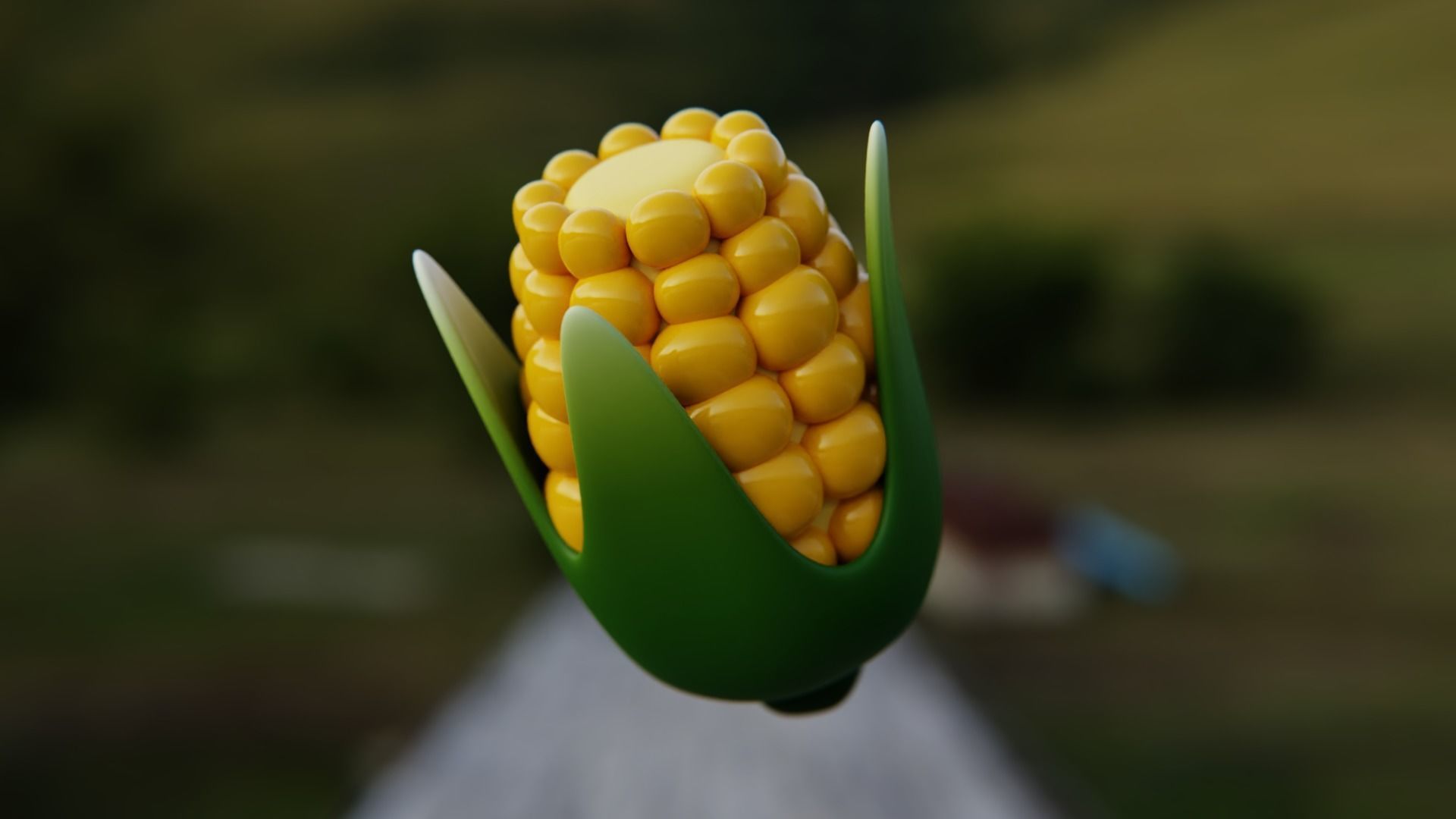 Stylized Corn 3D Model - Cartoon Farm Vegetable Asset 3D model_6