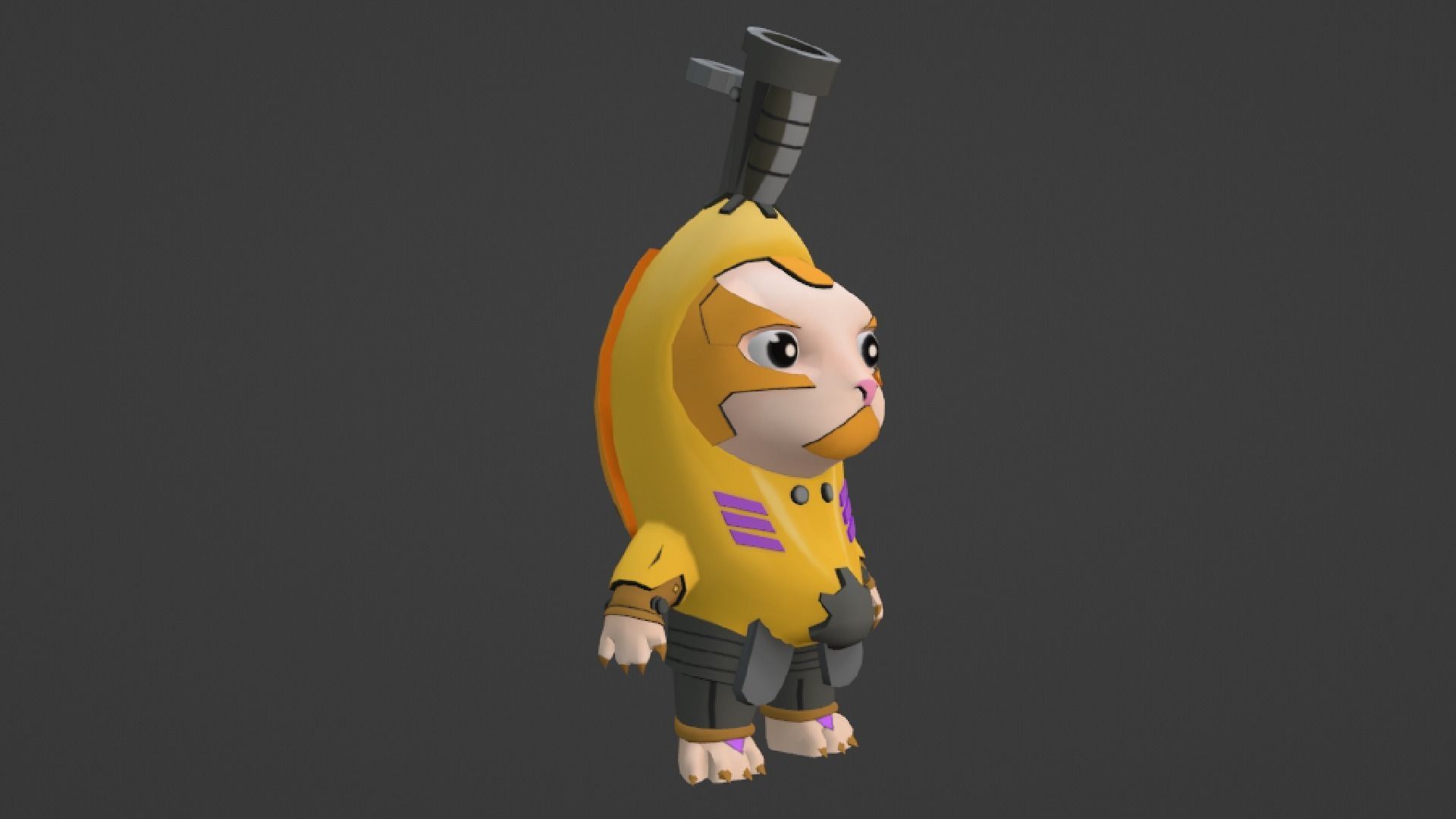 Cat Banana cute Low-poly 3D model_3