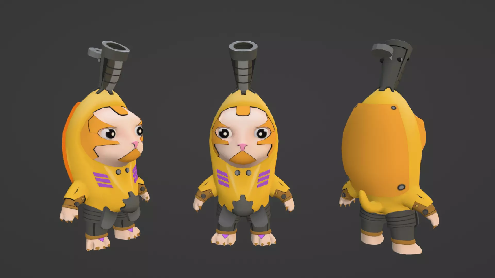 Cat Banana cute Low-poly 3D model_0
