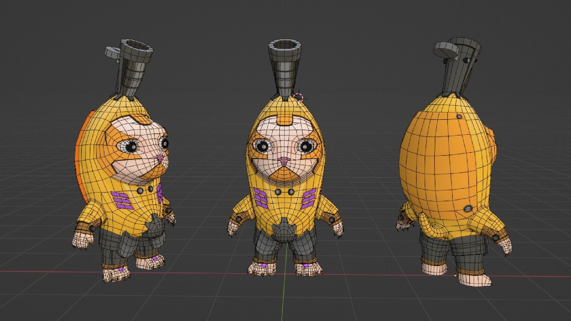 Cat Banana cute Low-poly 3D model_1