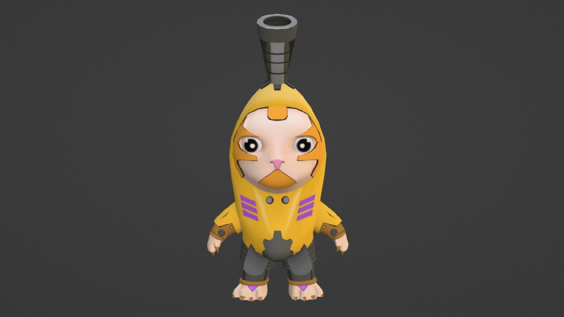 Cat Banana cute Low-poly 3D model_2