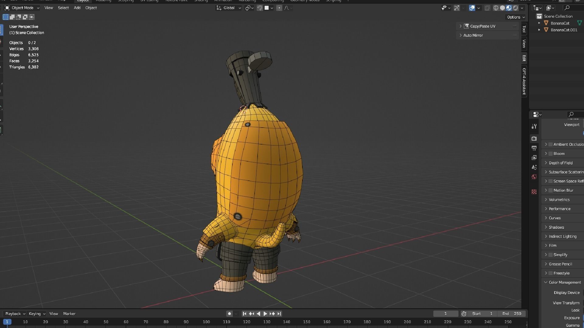 Cat Banana cute Low-poly 3D model_6