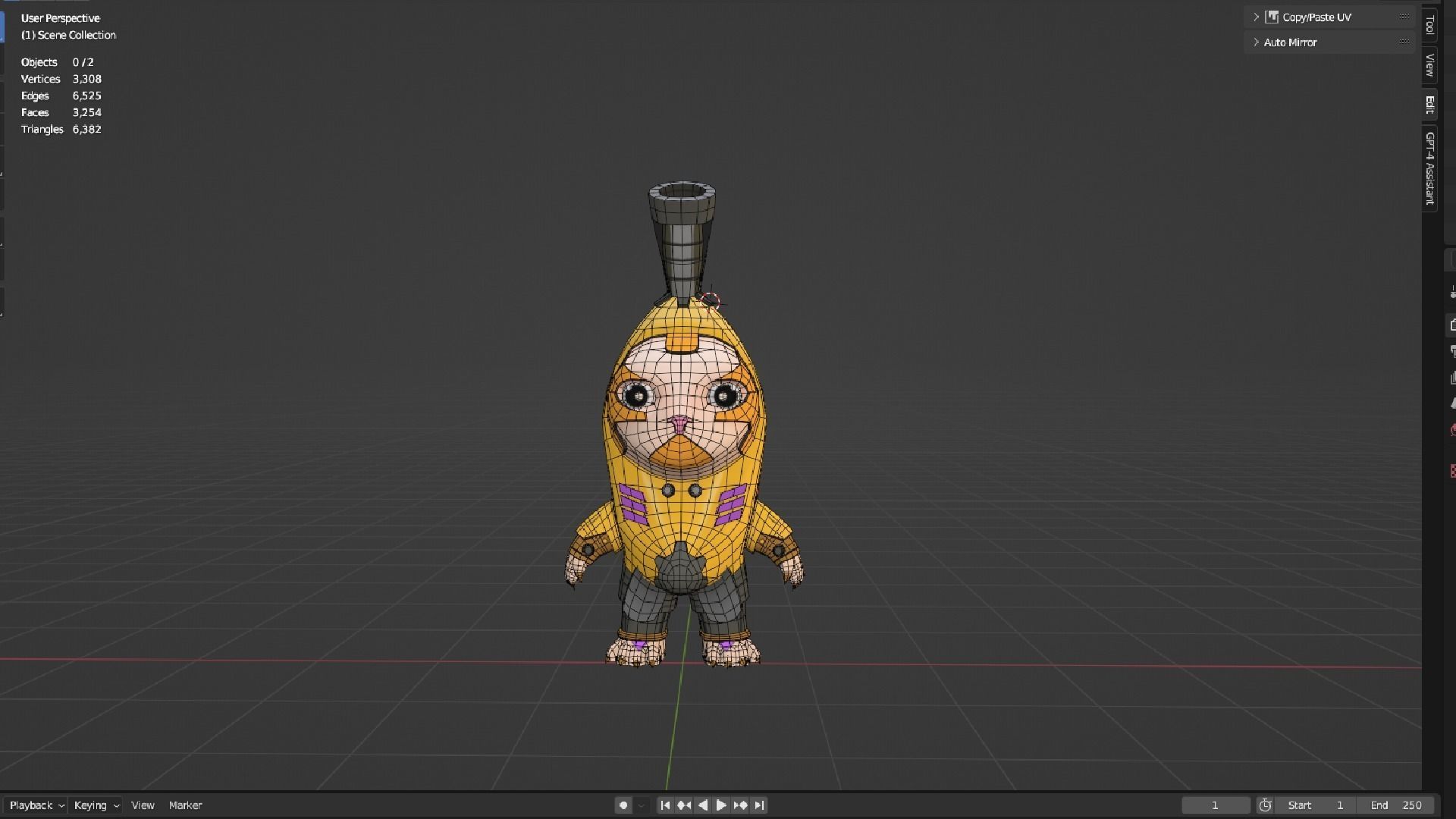 Cat Banana cute Low-poly 3D model_4