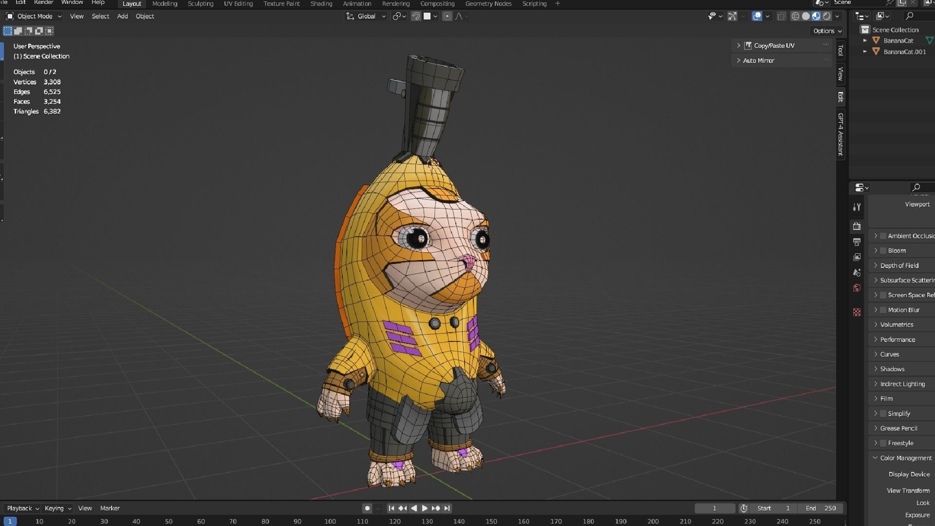 Cat Banana cute Low-poly 3D model_5