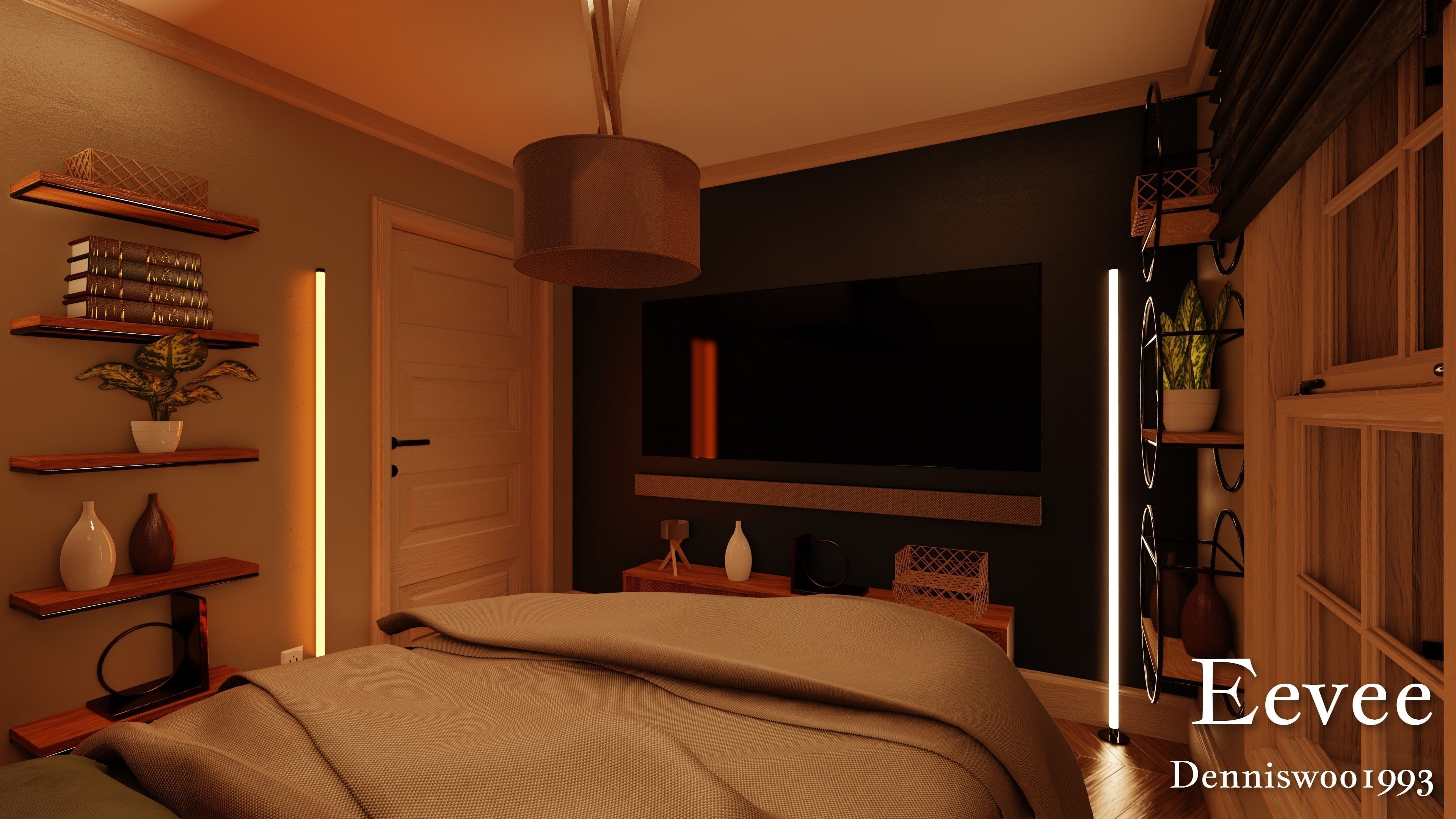 Modular Classic Style American House 5 Low-poly 3D model_36