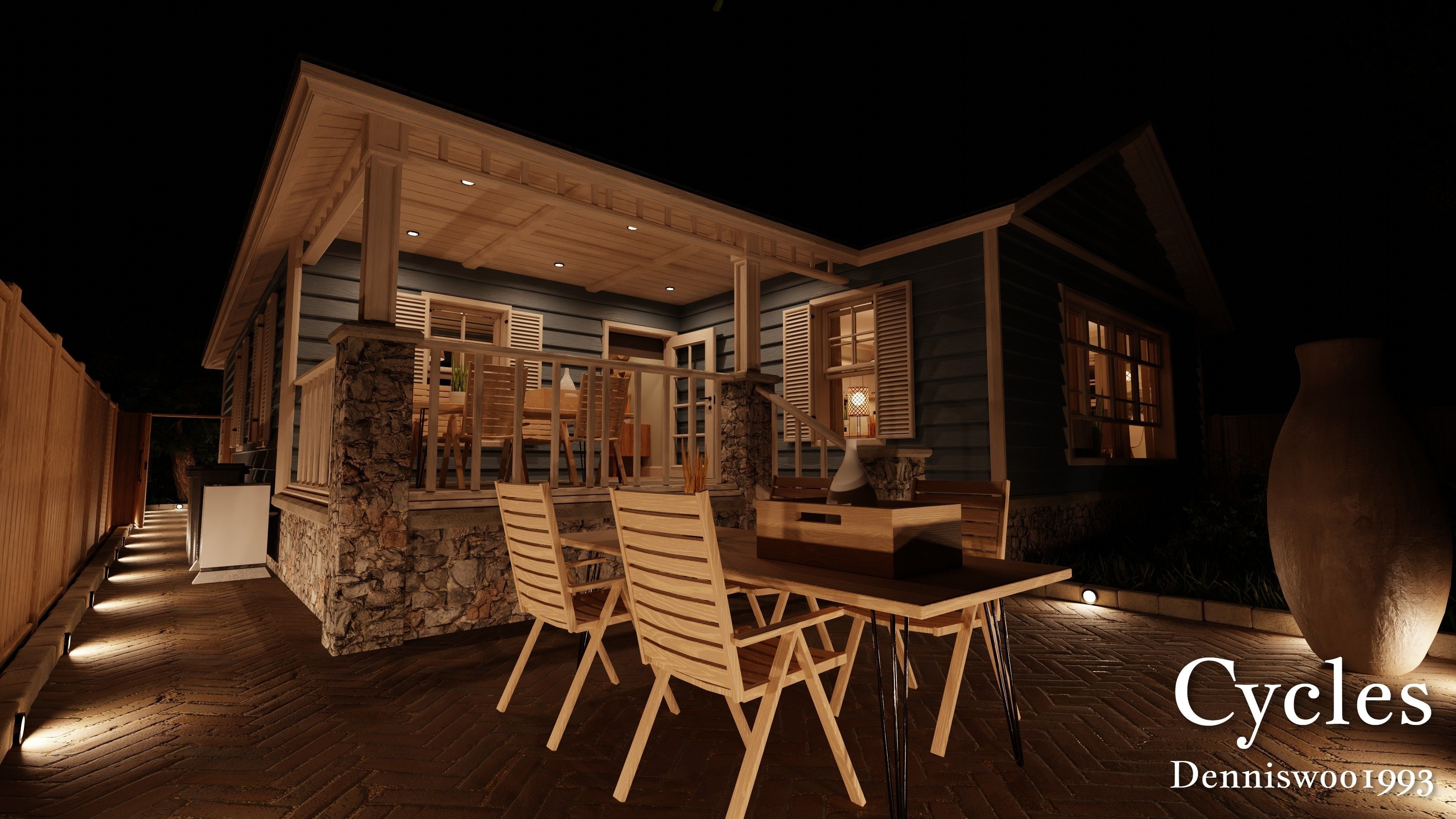 Modular Classic Style American House 5 Low-poly 3D model_22