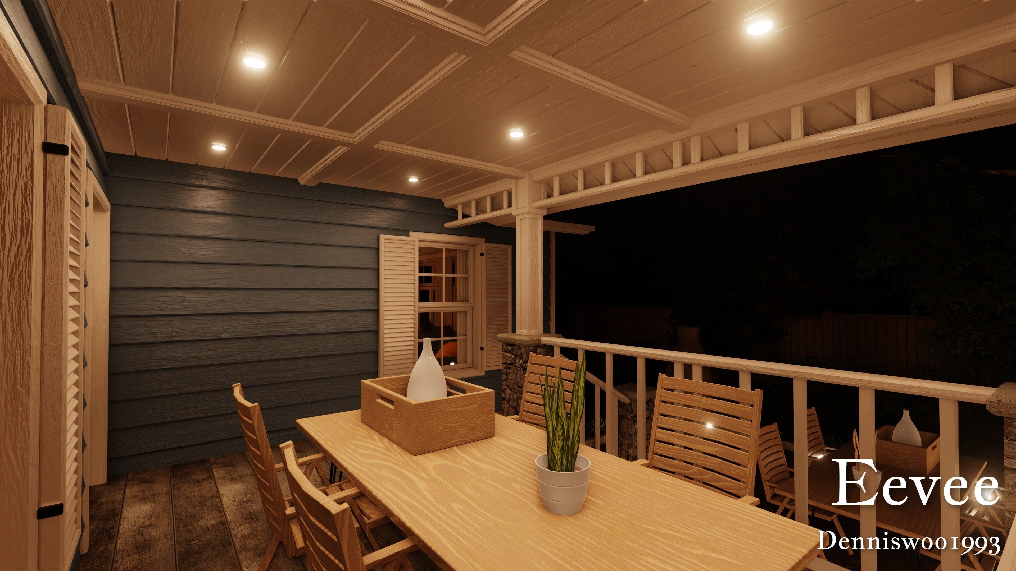 Modular Classic Style American House 5 Low-poly 3D model_37