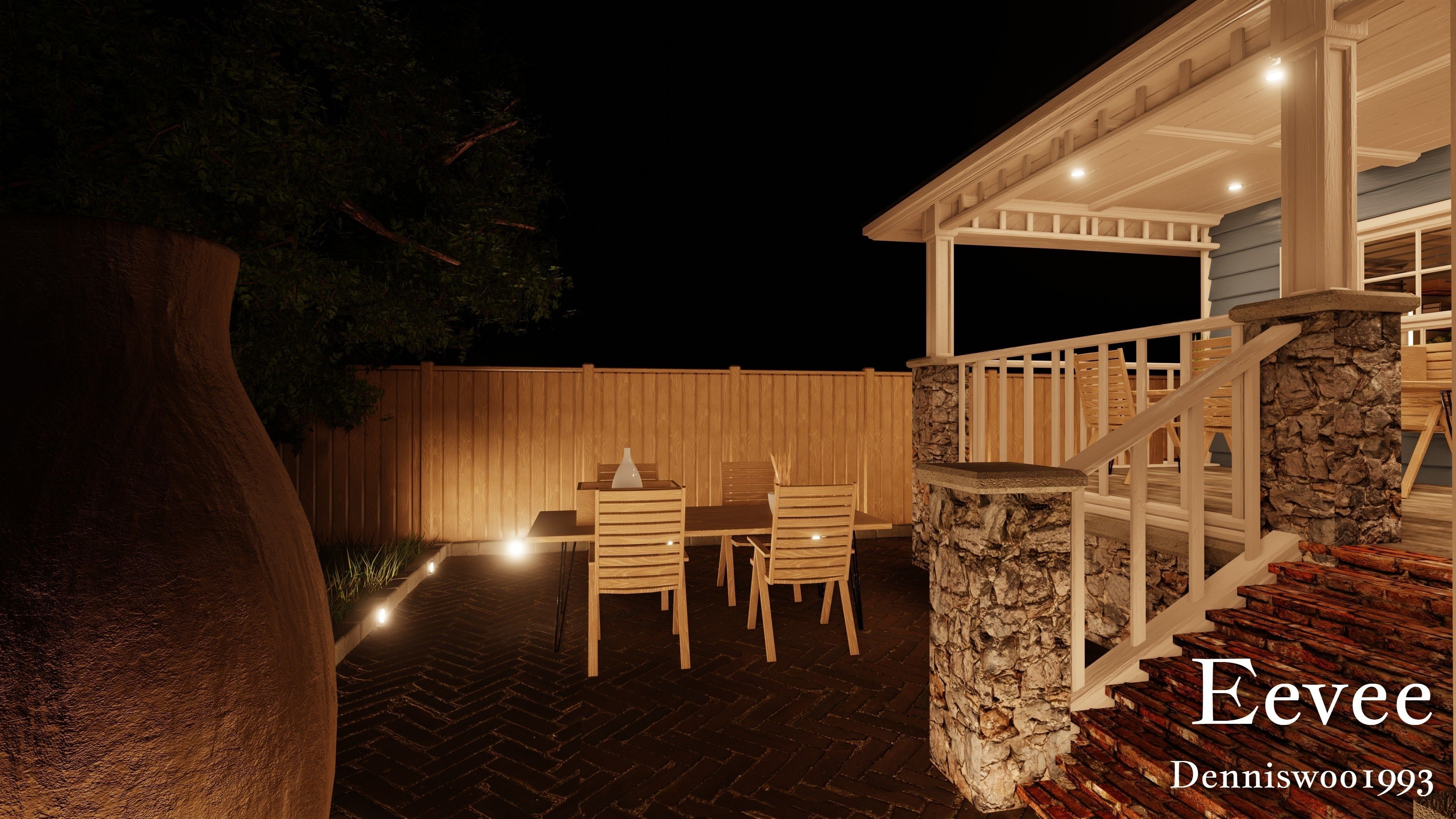 Modular Classic Style American House 5 Low-poly 3D model_39