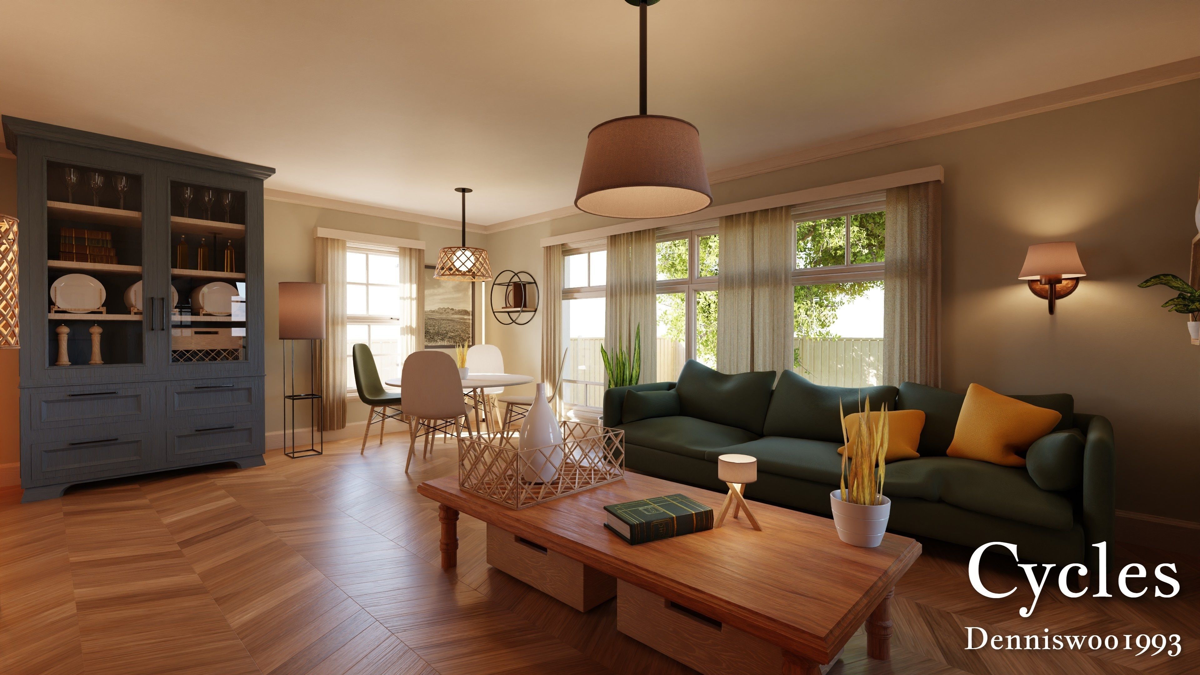 Modular Classic Style American House 5 Low-poly 3D model_2