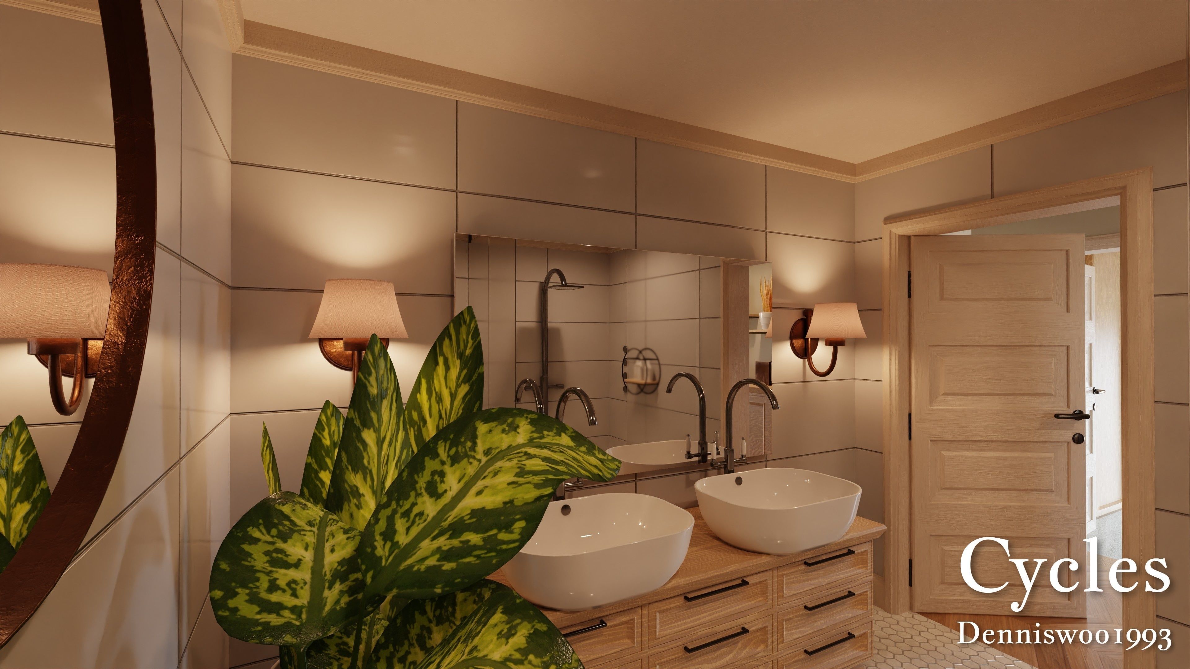 Modular Classic Style American House 5 Low-poly 3D model_9