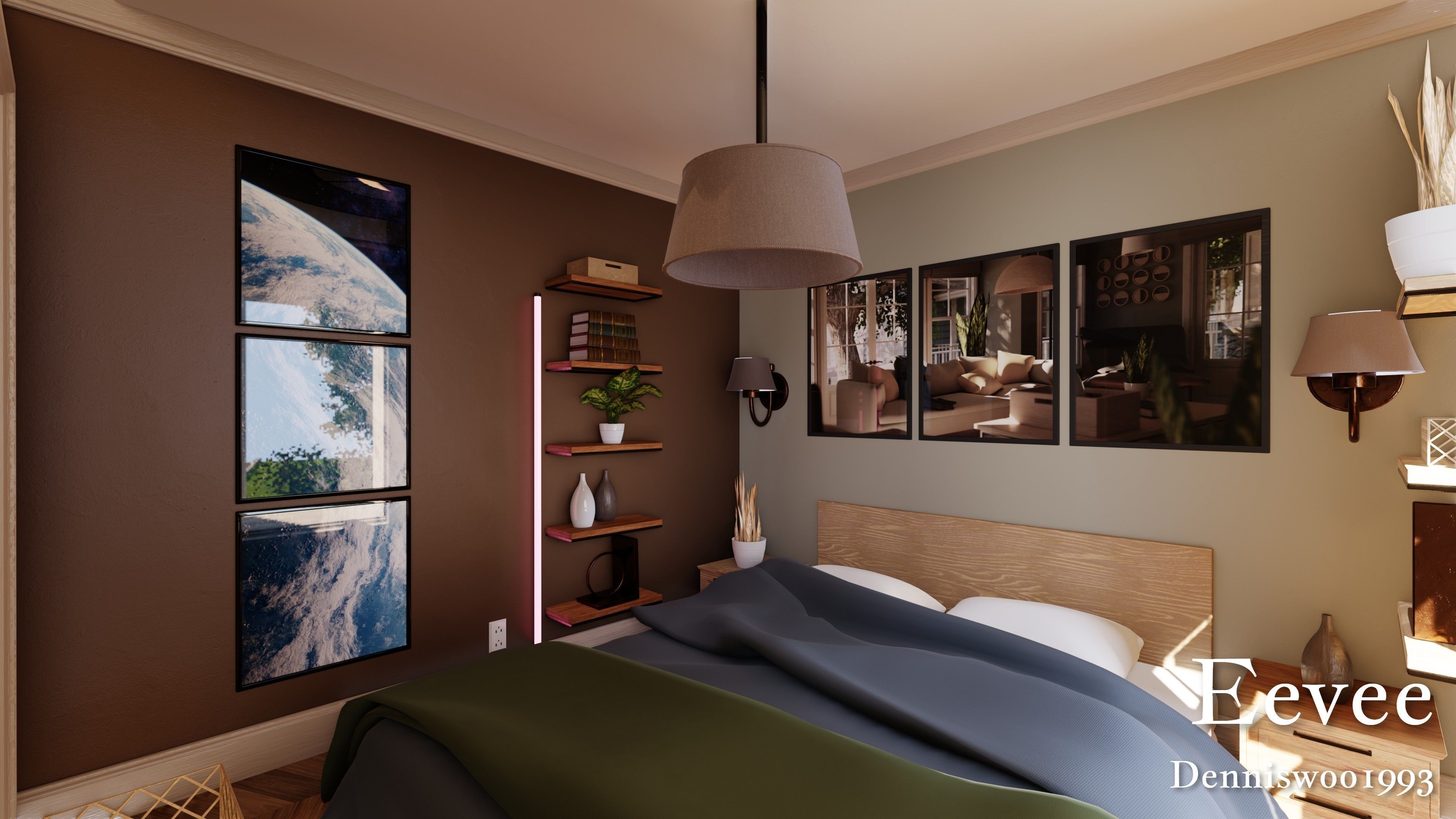 Modular Classic Style American House 5 Low-poly 3D model_28