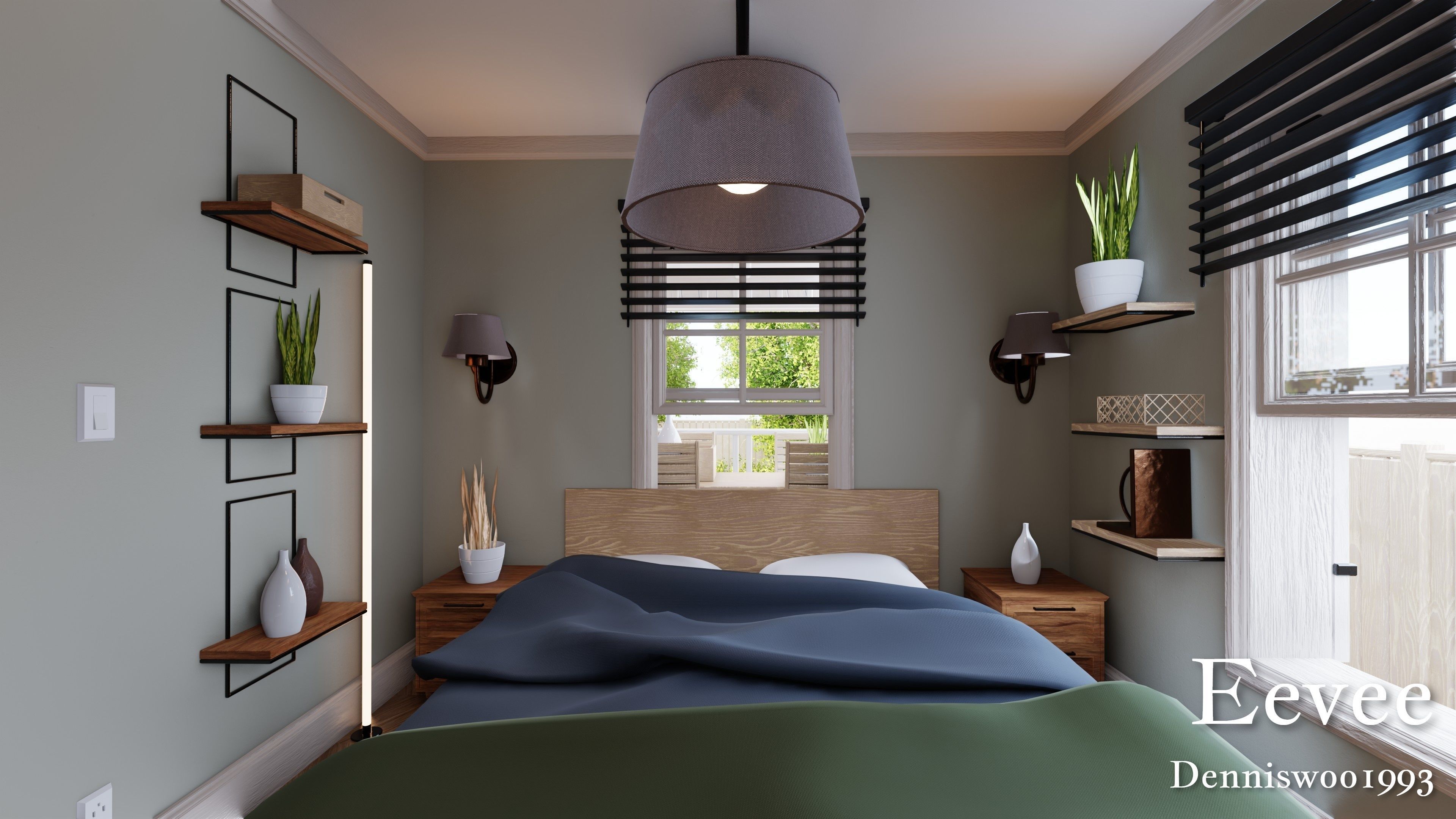 Modular Classic Style American House 5 Low-poly 3D model_29