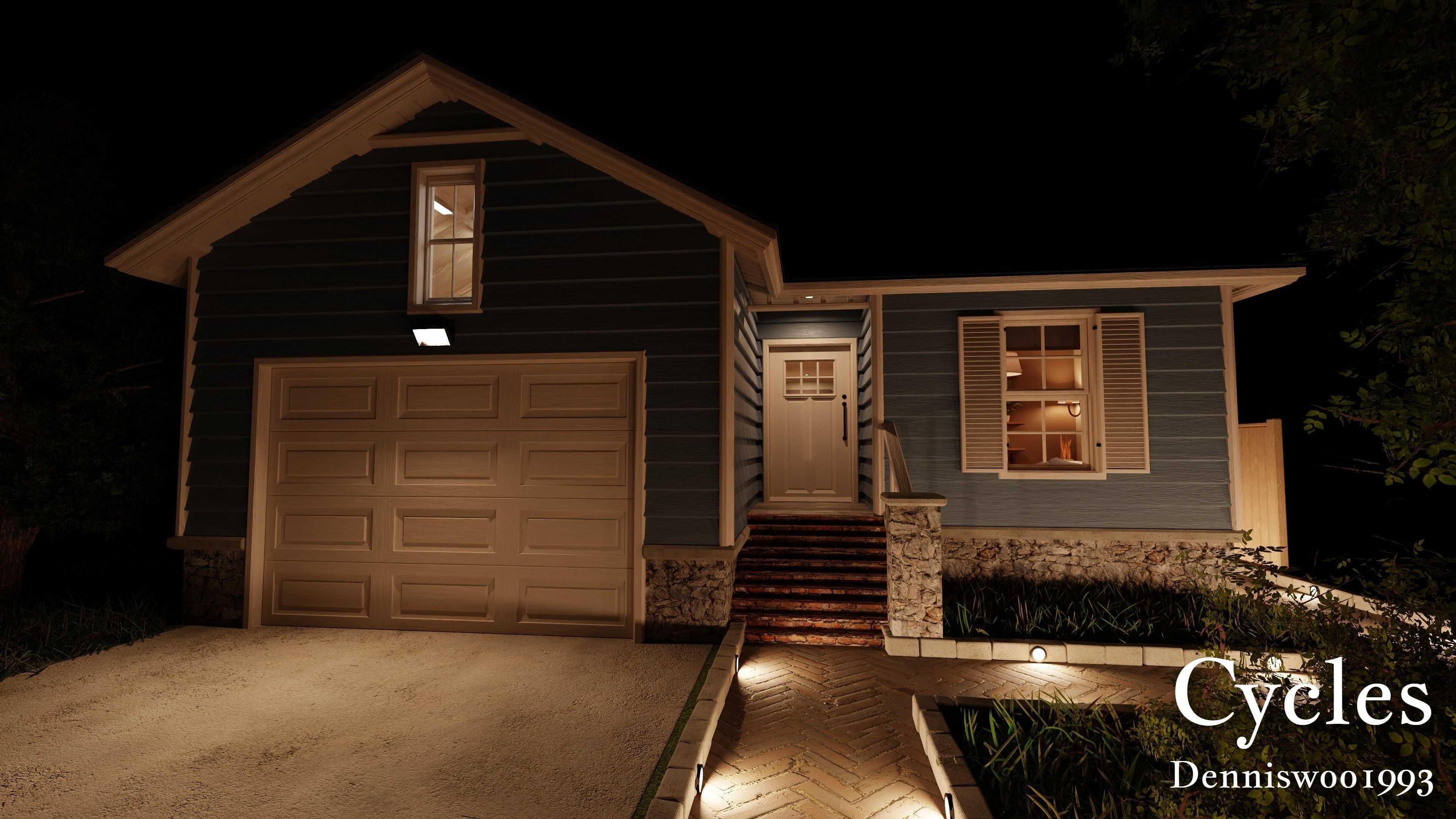 Modular Classic Style American House 5 Low-poly 3D model_15