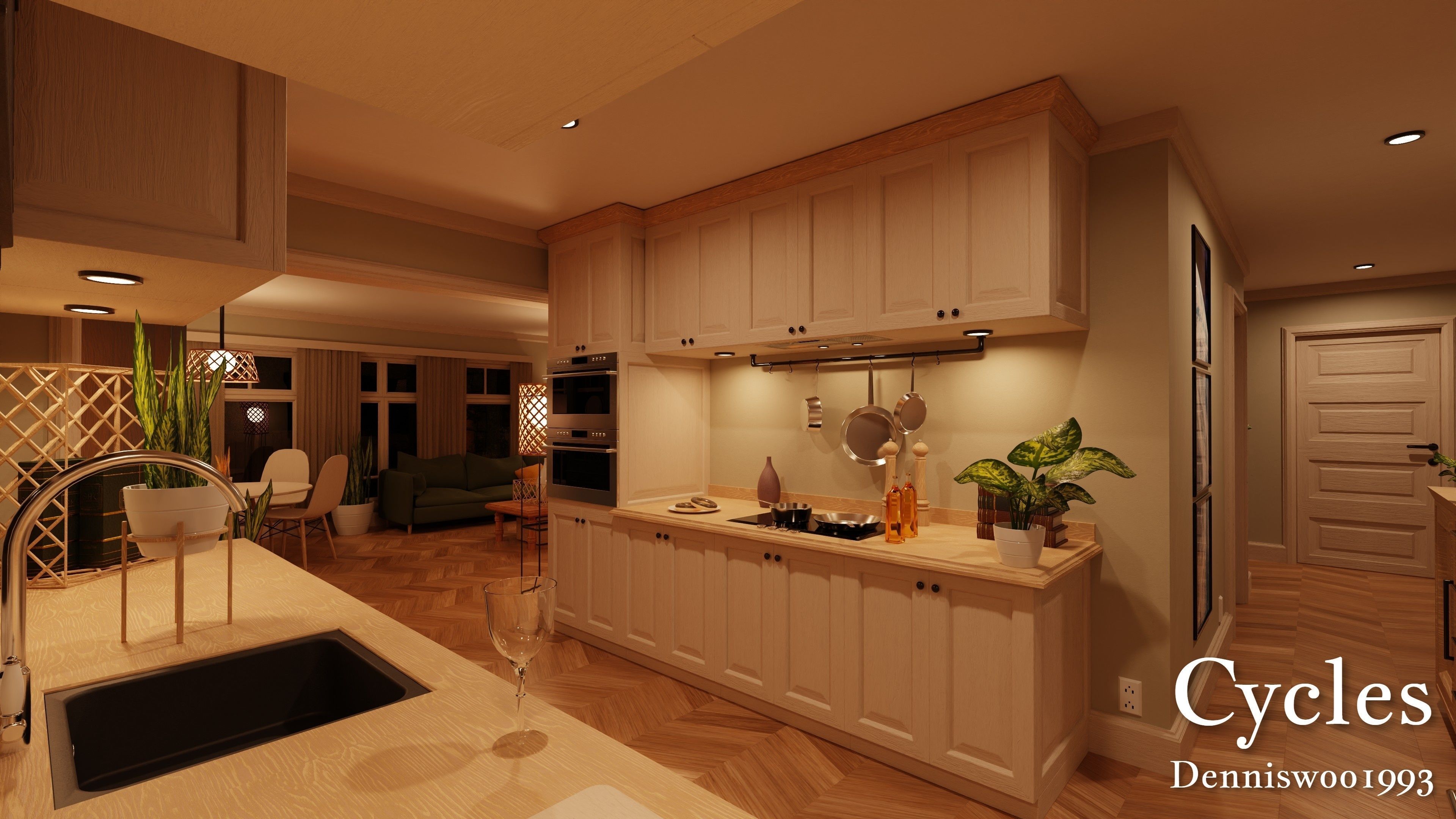 Modular Classic Style American House 5 Low-poly 3D model_17