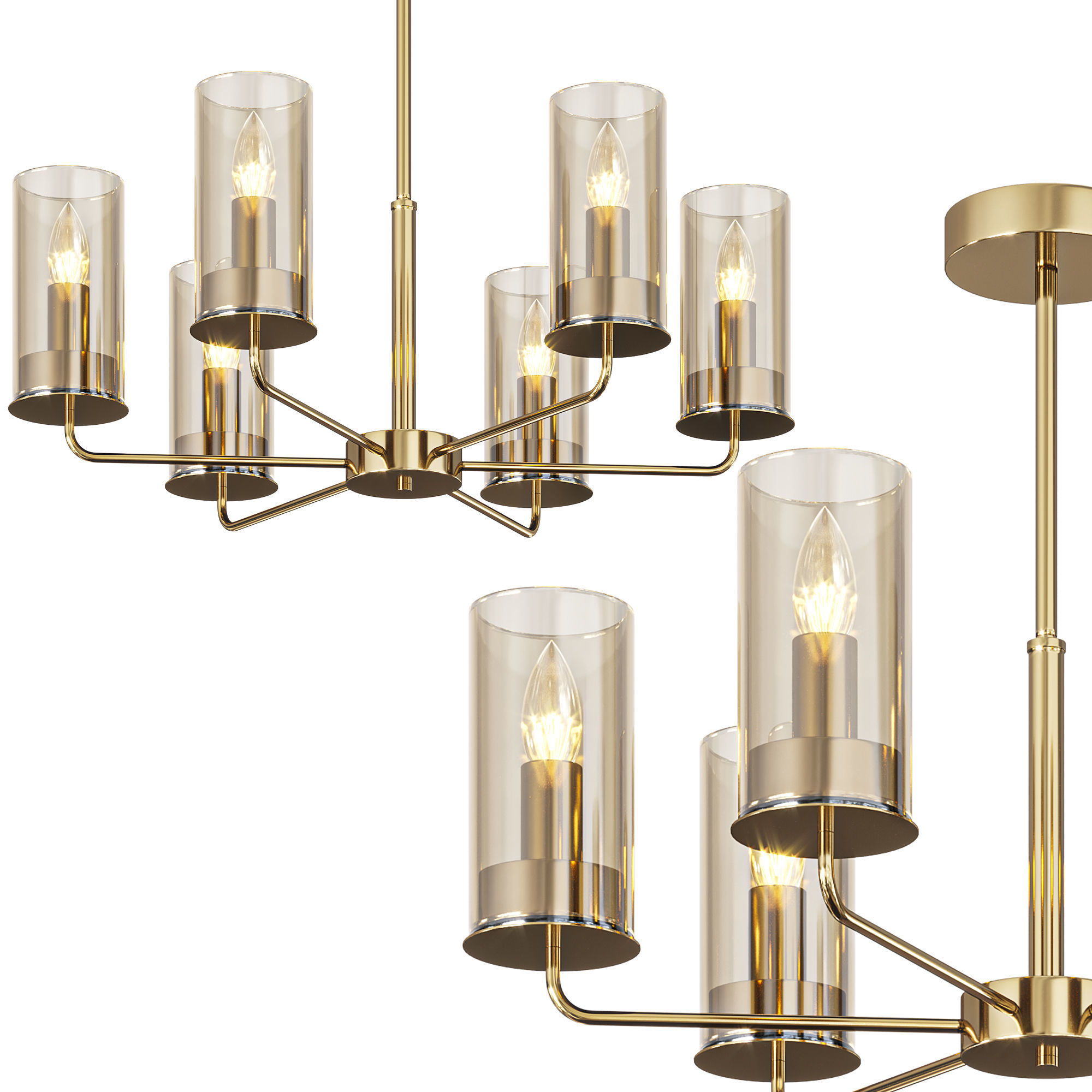 Chandelier Honnor gold by Lalume 3D model_1