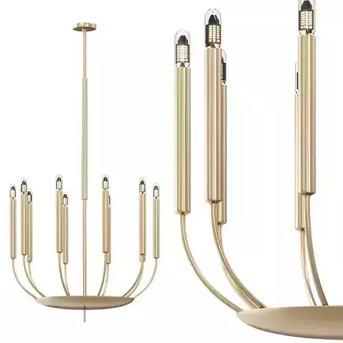 RH Quenouilles Round Chandelier brass by Lalume