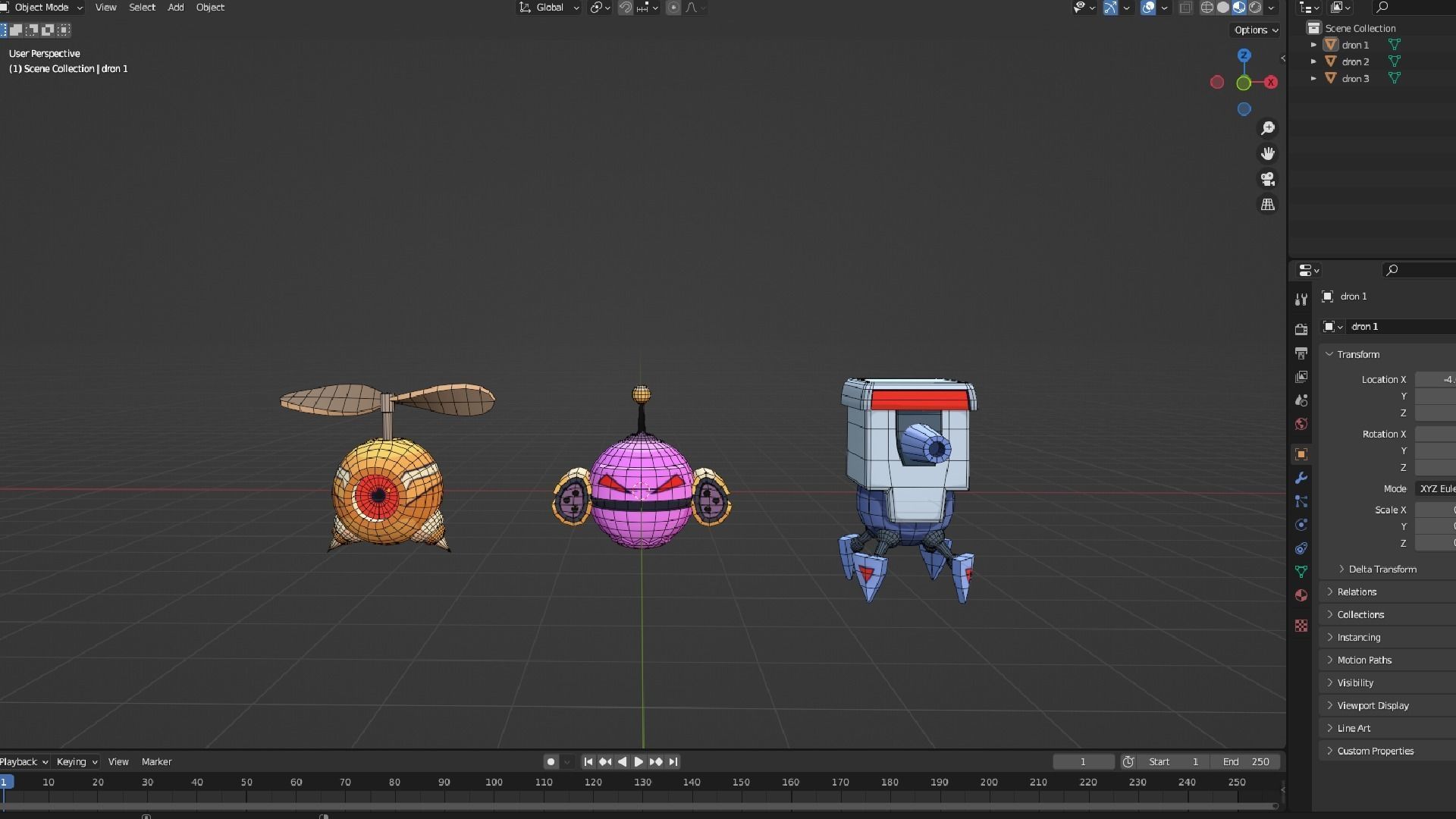 Dron robot cute 3D model_7