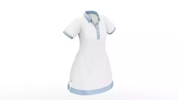 Stylized Rigged Female collar uniform Shirt Low-poly 3D model