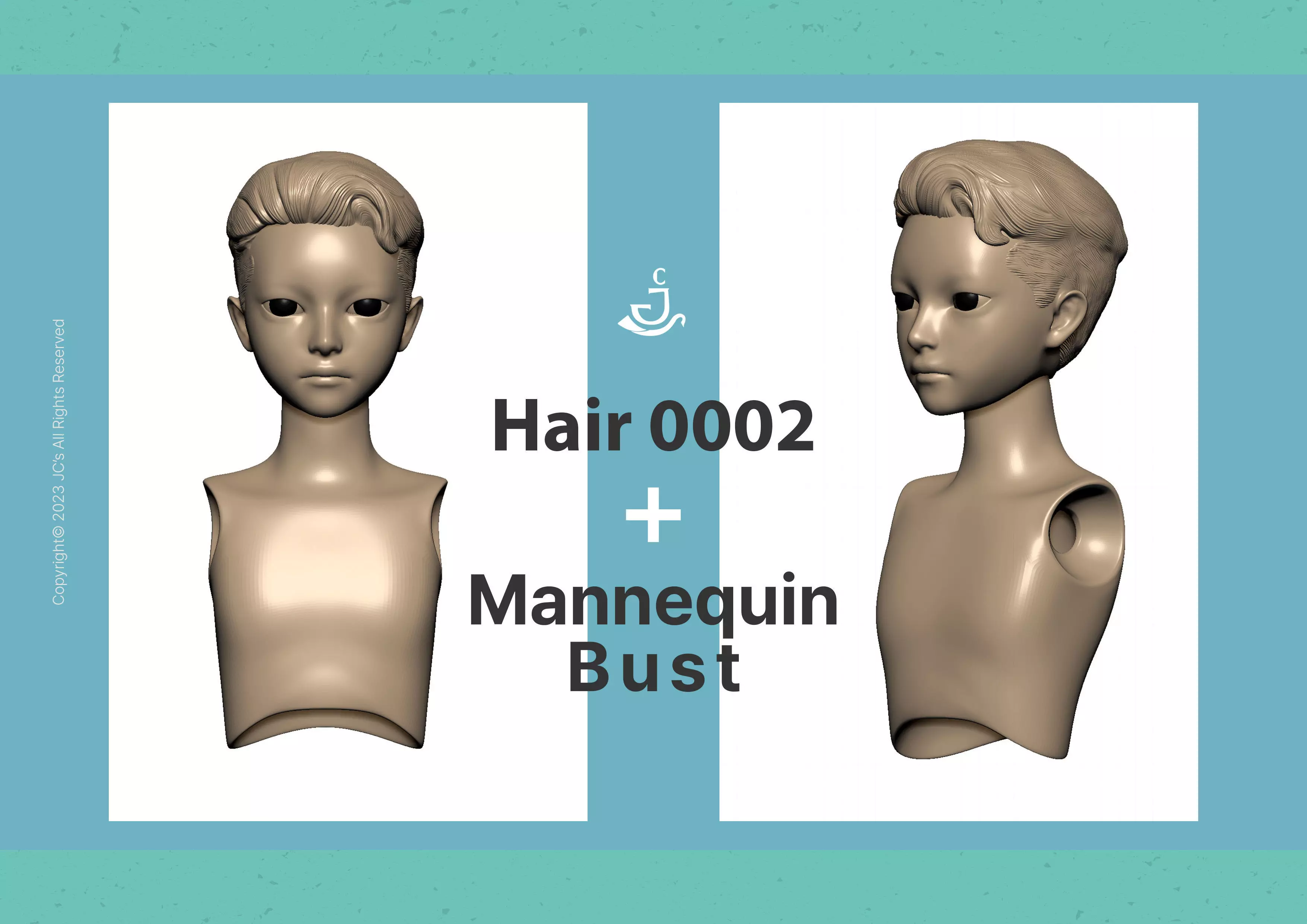 3D MODELS-Hair and Mannequin Bust 0002 3D model