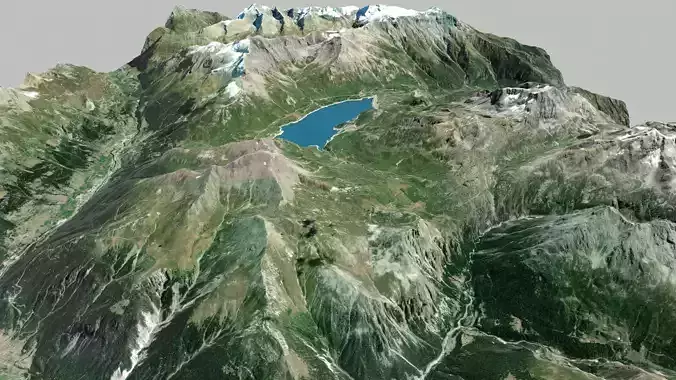  Lake Mont Cenis France and mountain landscape  3D model