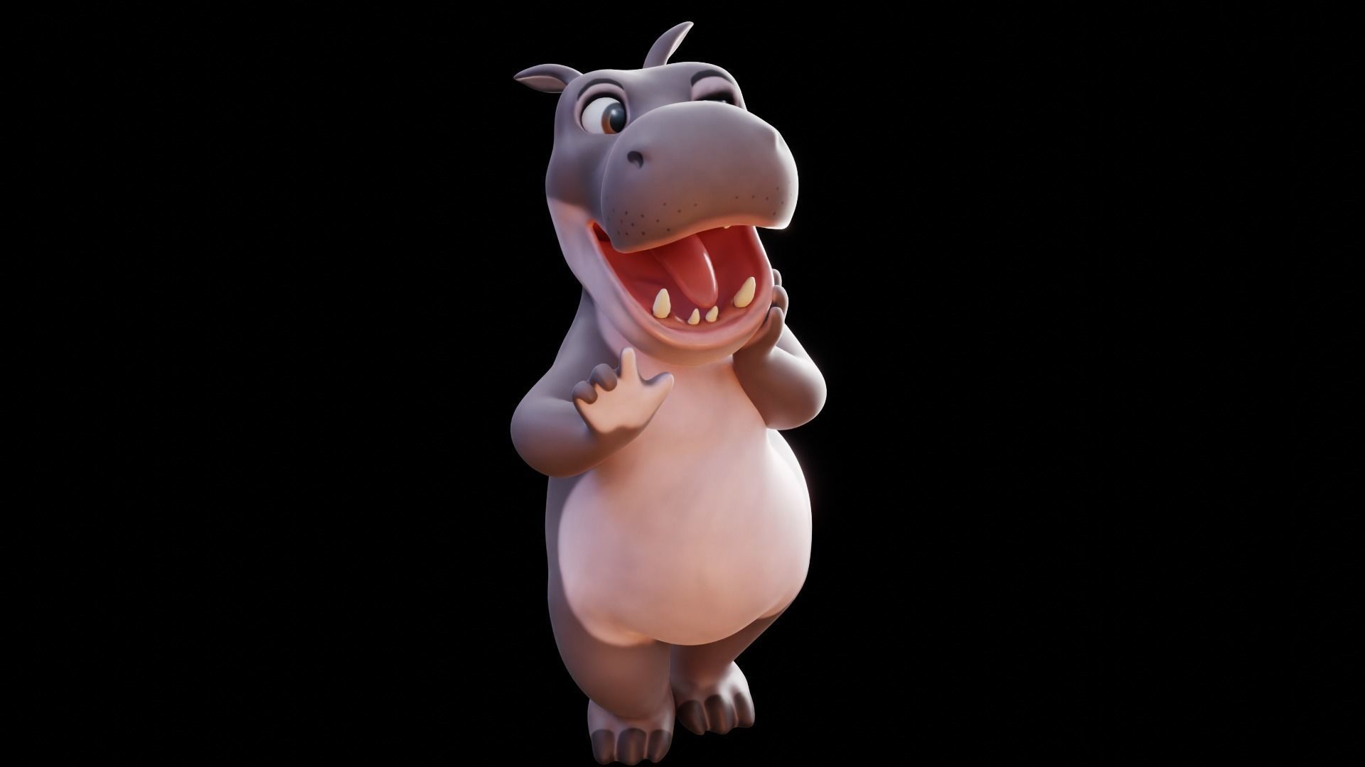 Hippo - Rigged Cartoon Character for Blender Low-poly 3D model_18