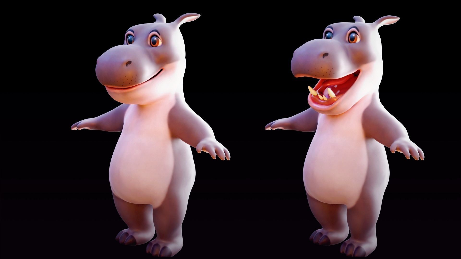 Hippo - Rigged Cartoon Character for Blender Low-poly 3D model_3