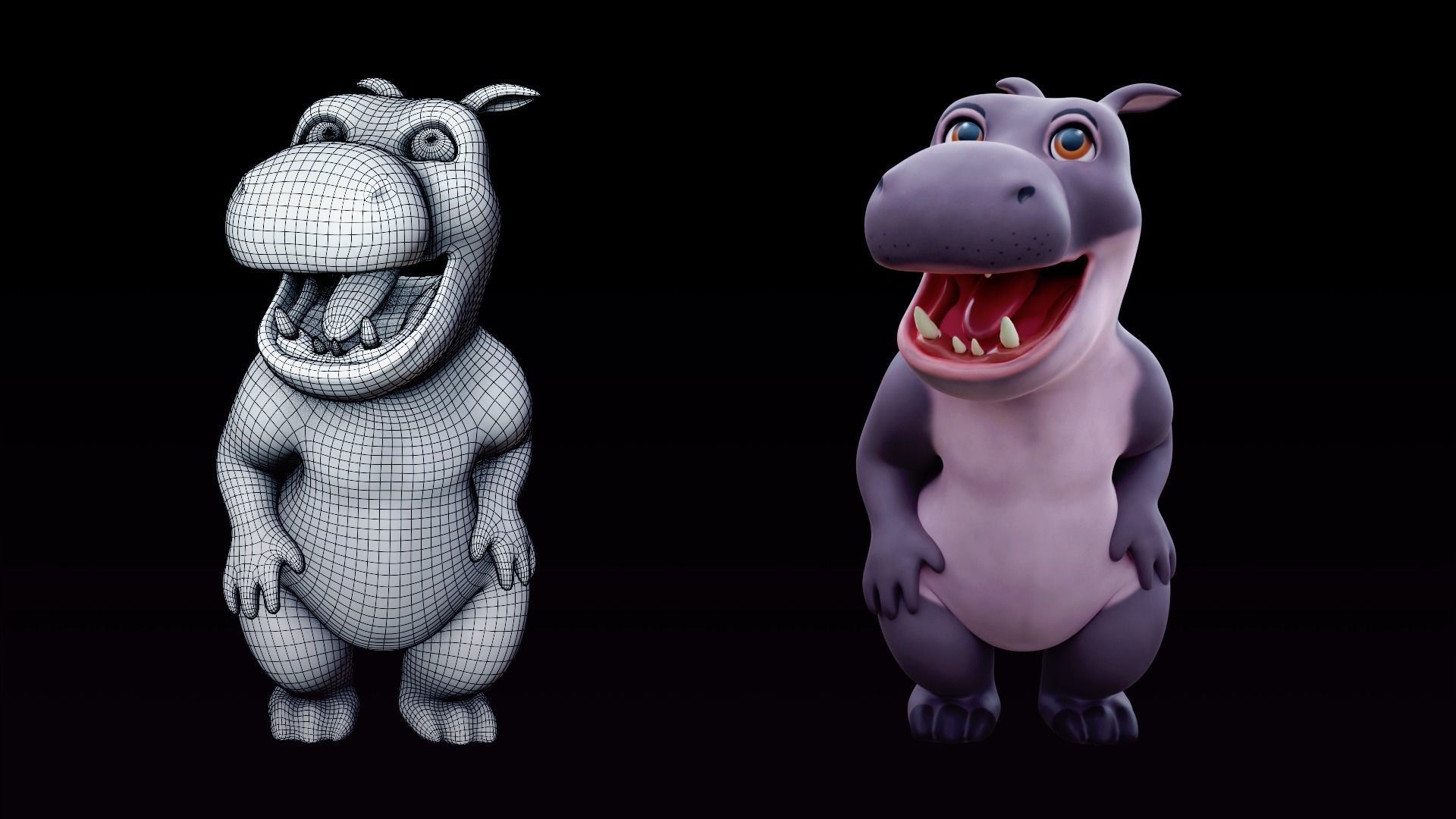 Hippo - Rigged Cartoon Character for Blender Low-poly 3D model_7