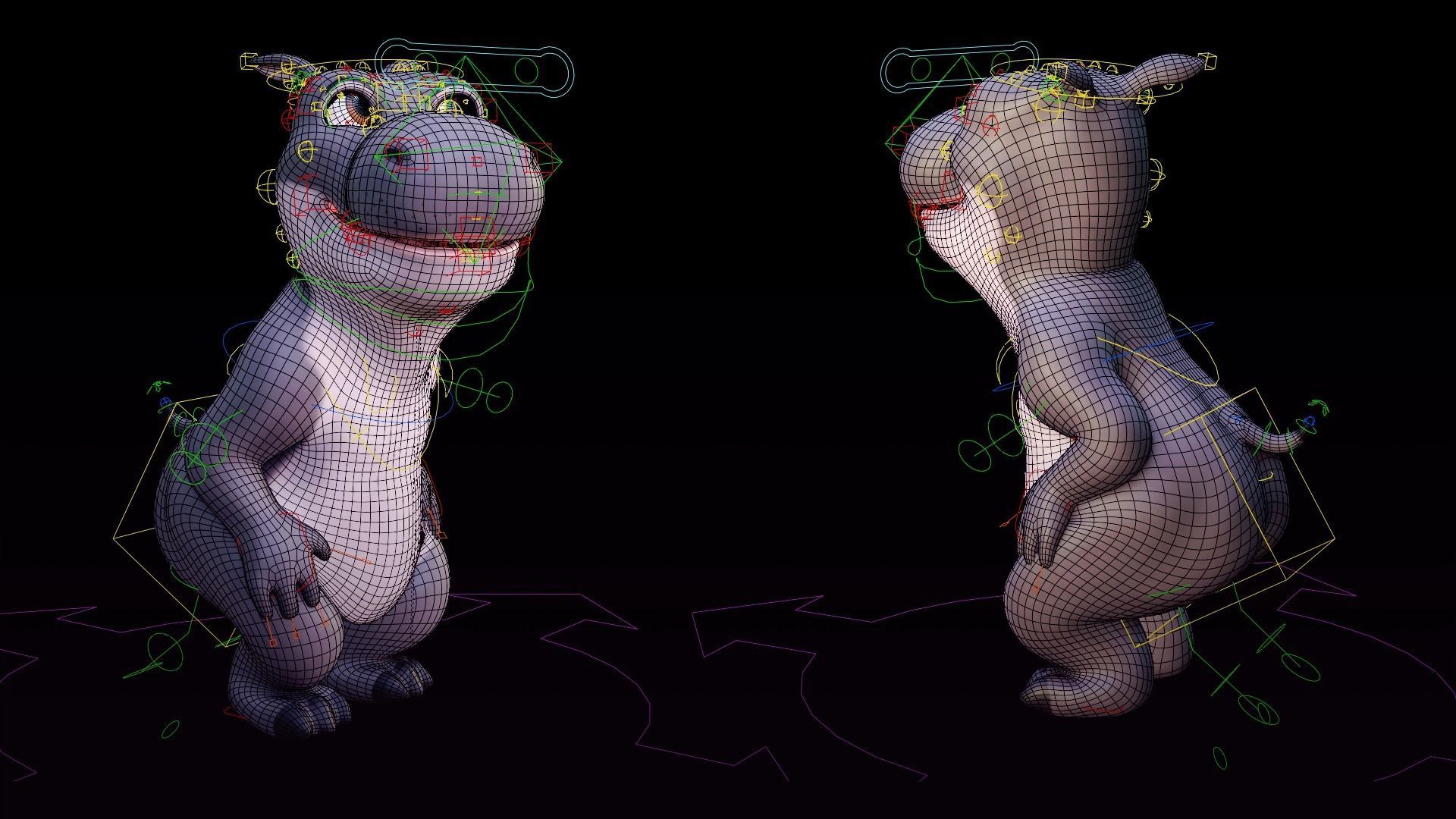 Hippo - Rigged Cartoon Character for Blender Low-poly 3D model_16