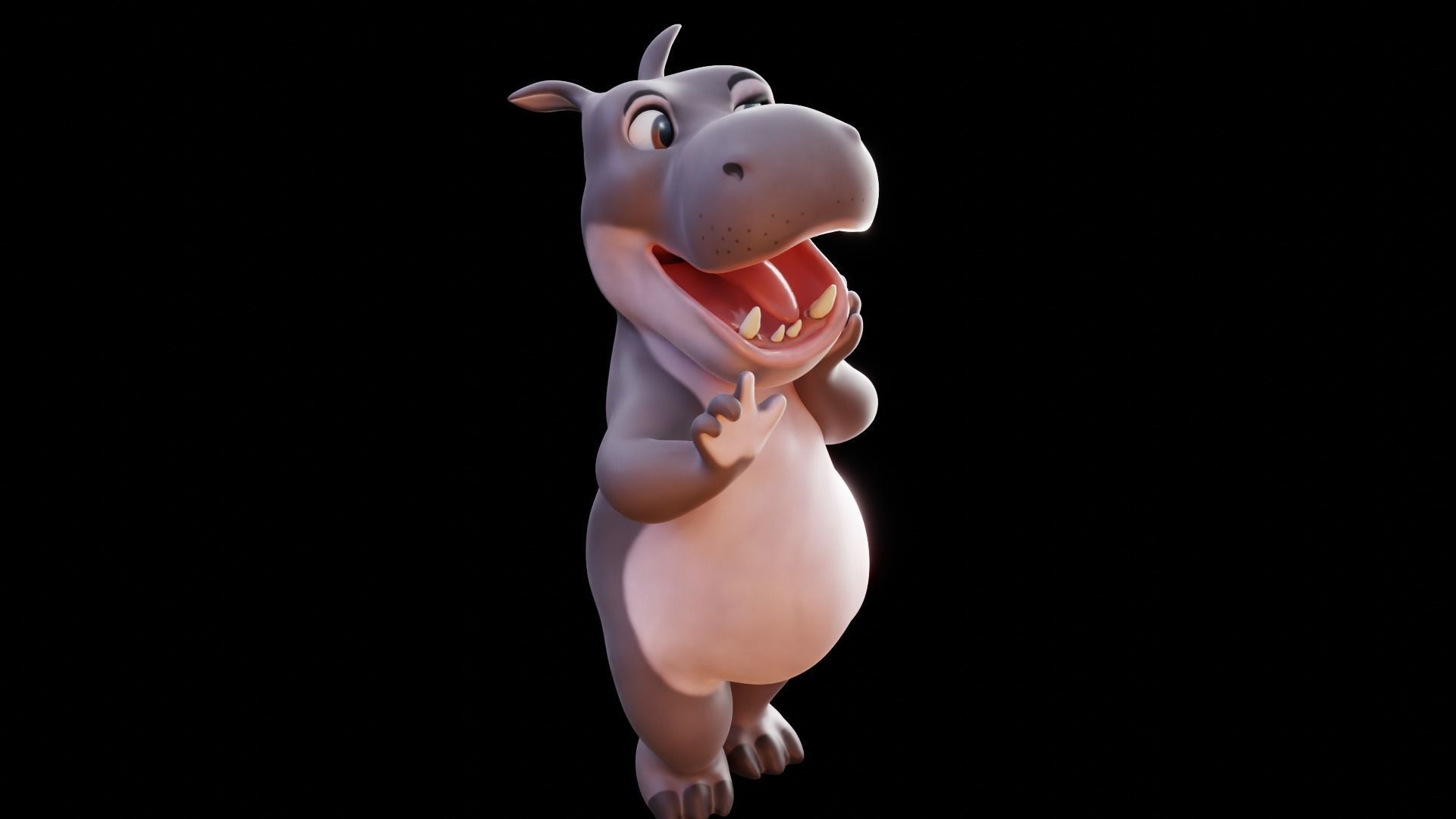 Hippo - Rigged Cartoon Character for Blender Low-poly 3D model_19