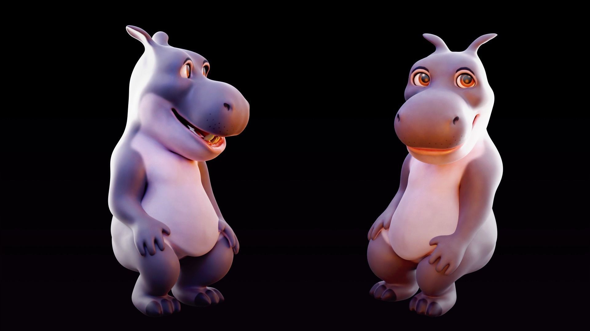 Hippo - Rigged Cartoon Character for Blender Low-poly 3D model_4