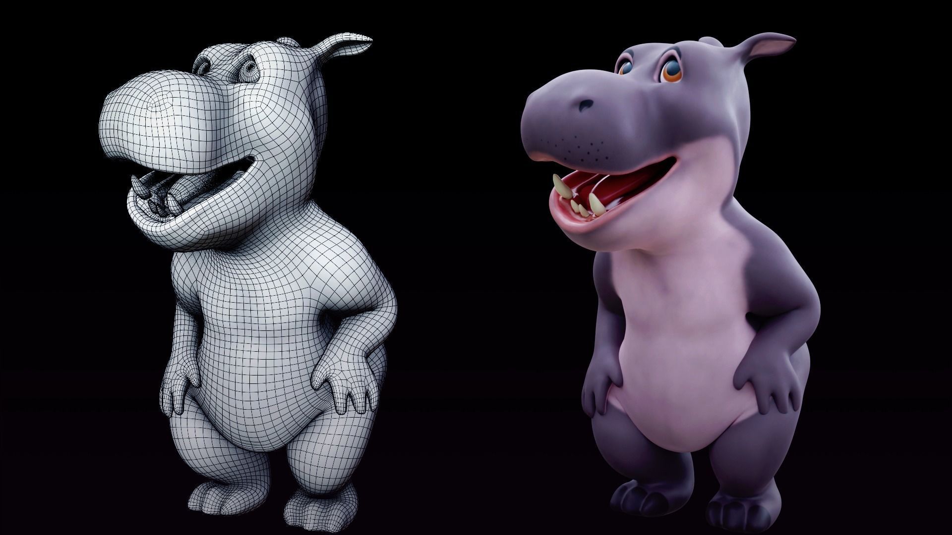 Hippo - Rigged Cartoon Character for Blender Low-poly 3D model_9
