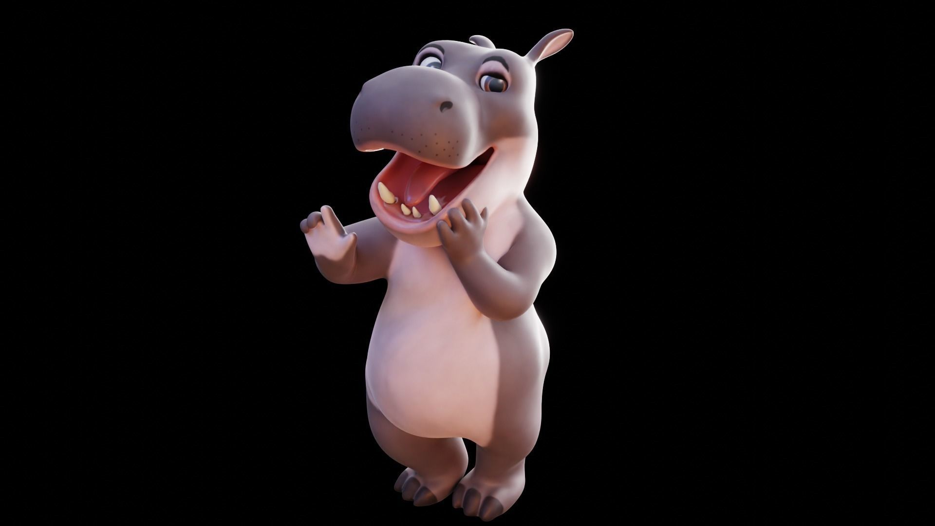 Hippo - Rigged Cartoon Character for Blender Low-poly 3D model_35