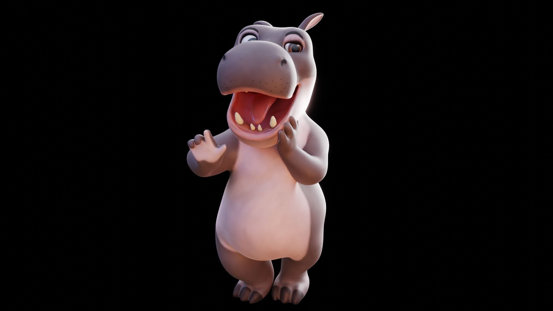 Hippo - Rigged Cartoon Character for Blender Low-poly 3D model_36