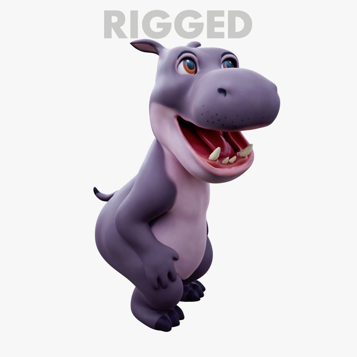 Hippo - Rigged Cartoon Character for Blender Low-poly 3D model_37