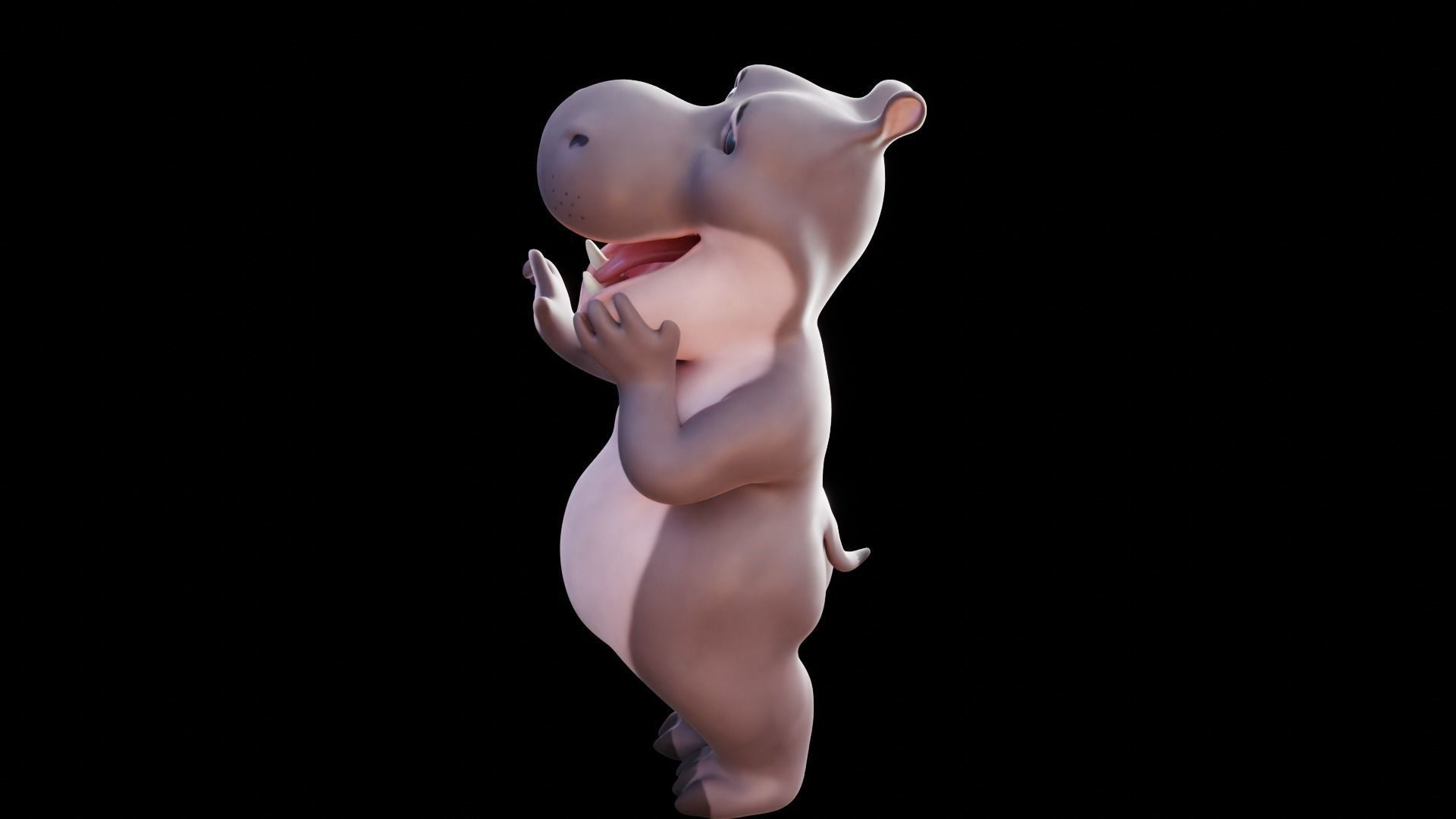 Hippo - Rigged Cartoon Character for Blender Low-poly 3D model_32